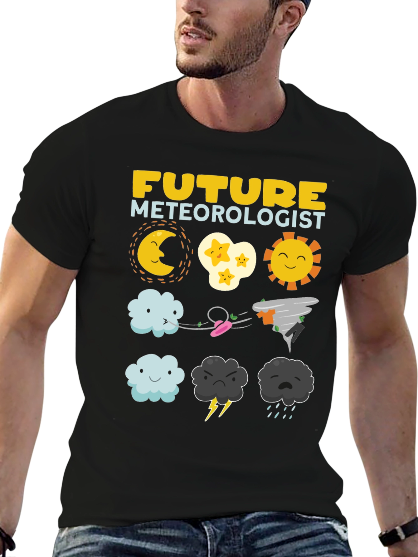 Black Future Meteorologist Black T-Shirt view 6