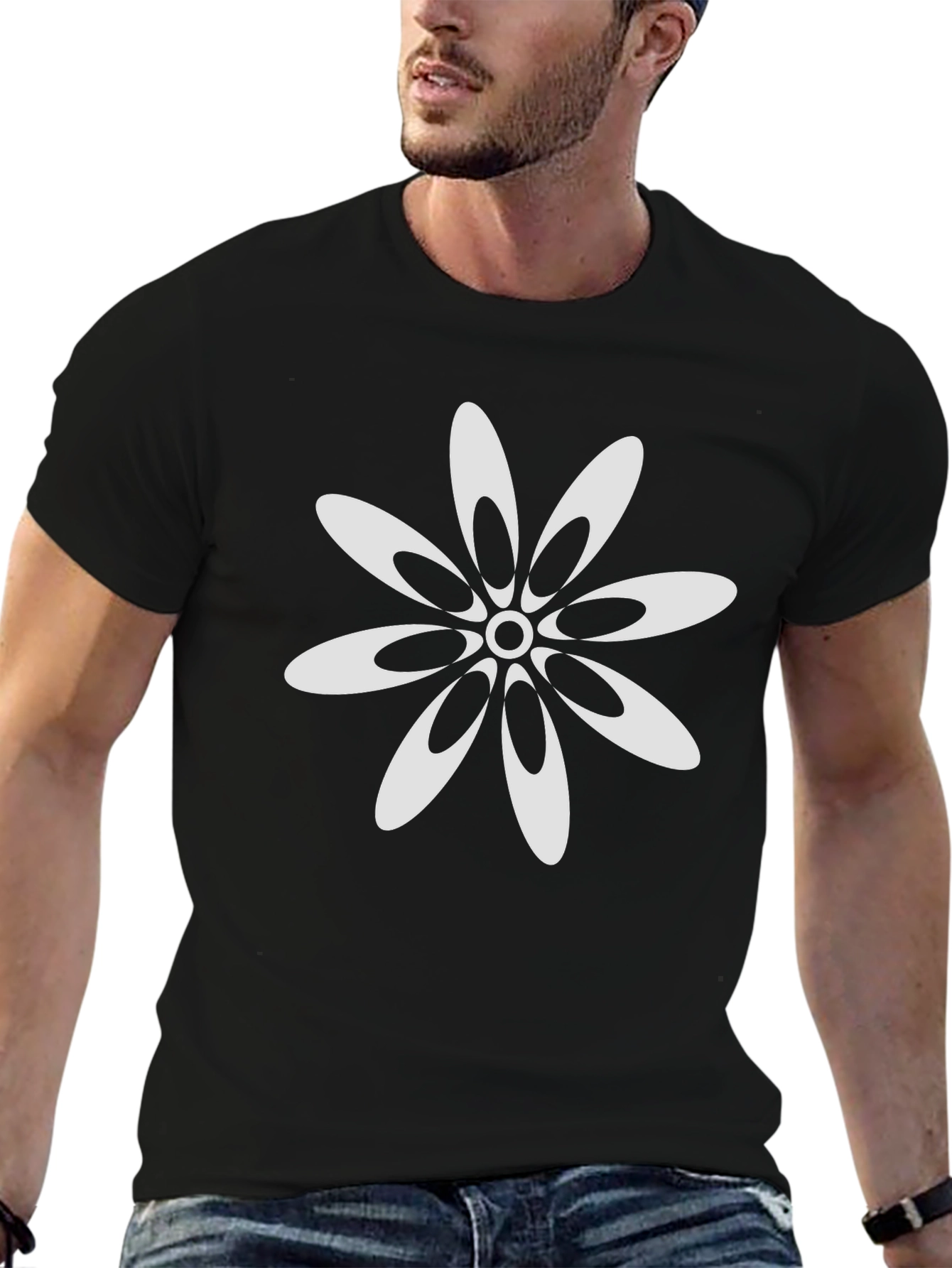Black Flower Power Black T-Shirt view 6