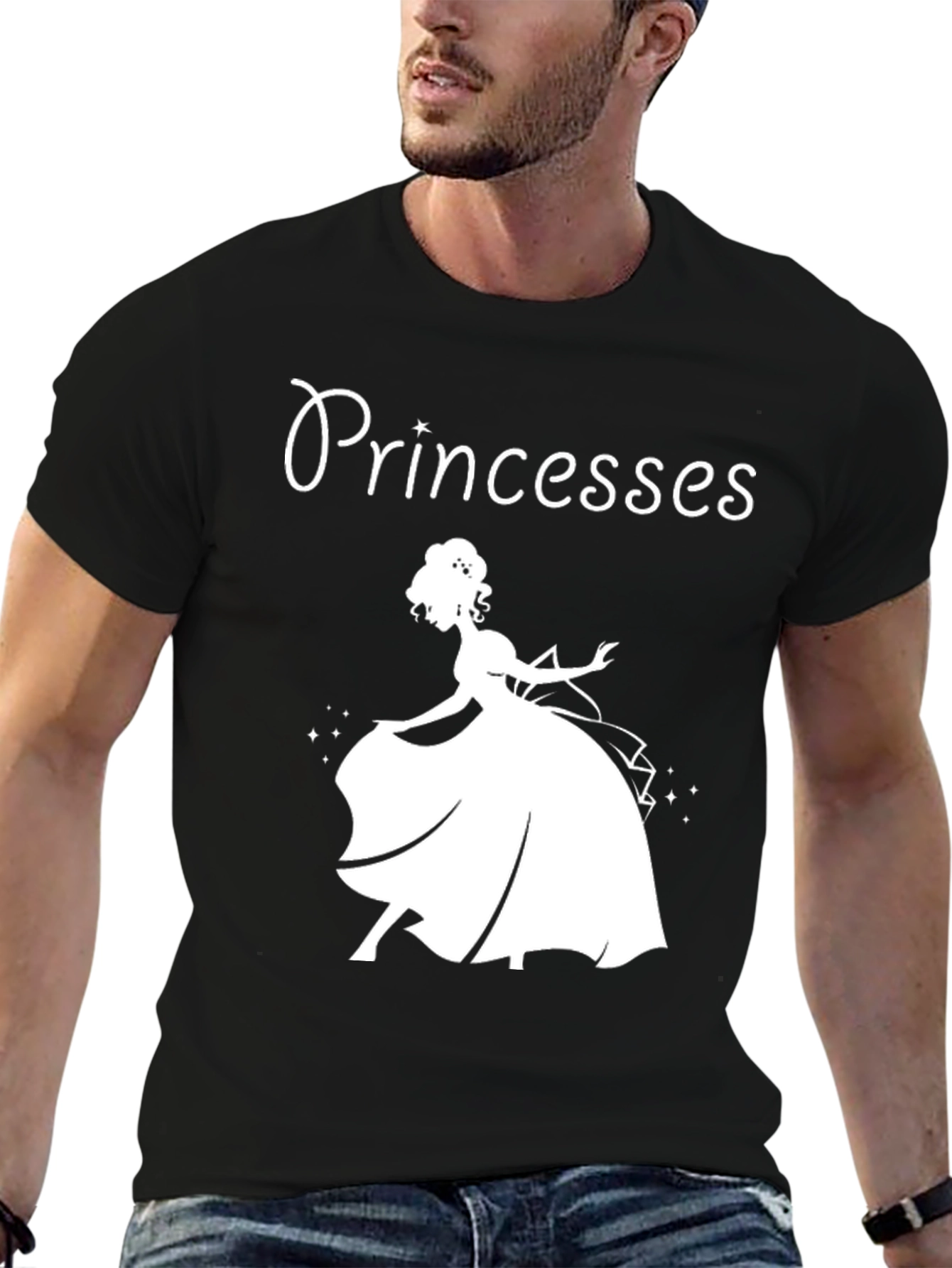 Black Princesses Graphic T-Shirt - Black Cotton Tee view 6