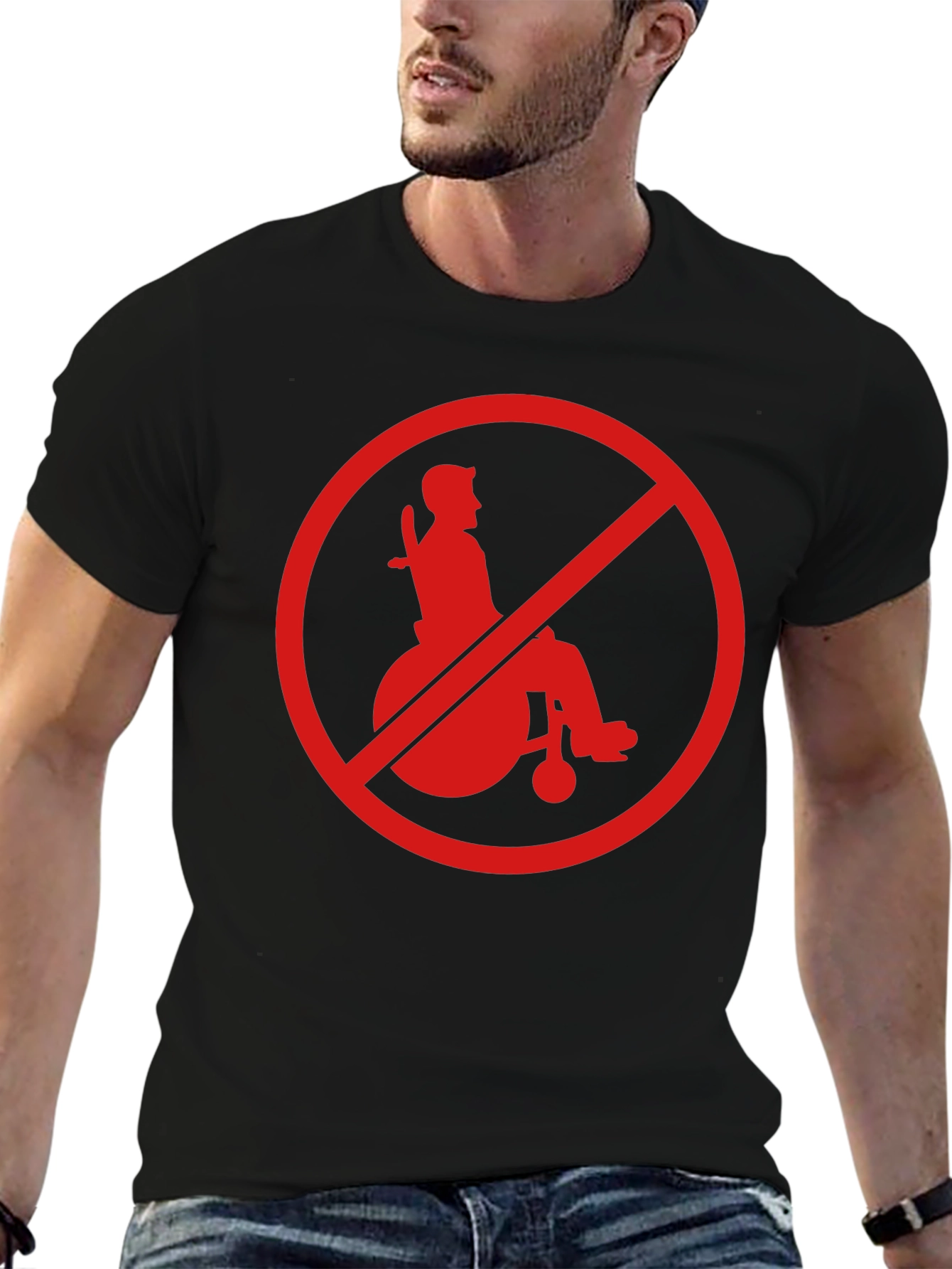 Black Edgy "No Wheelchair" Graphic T-Shirt view 6