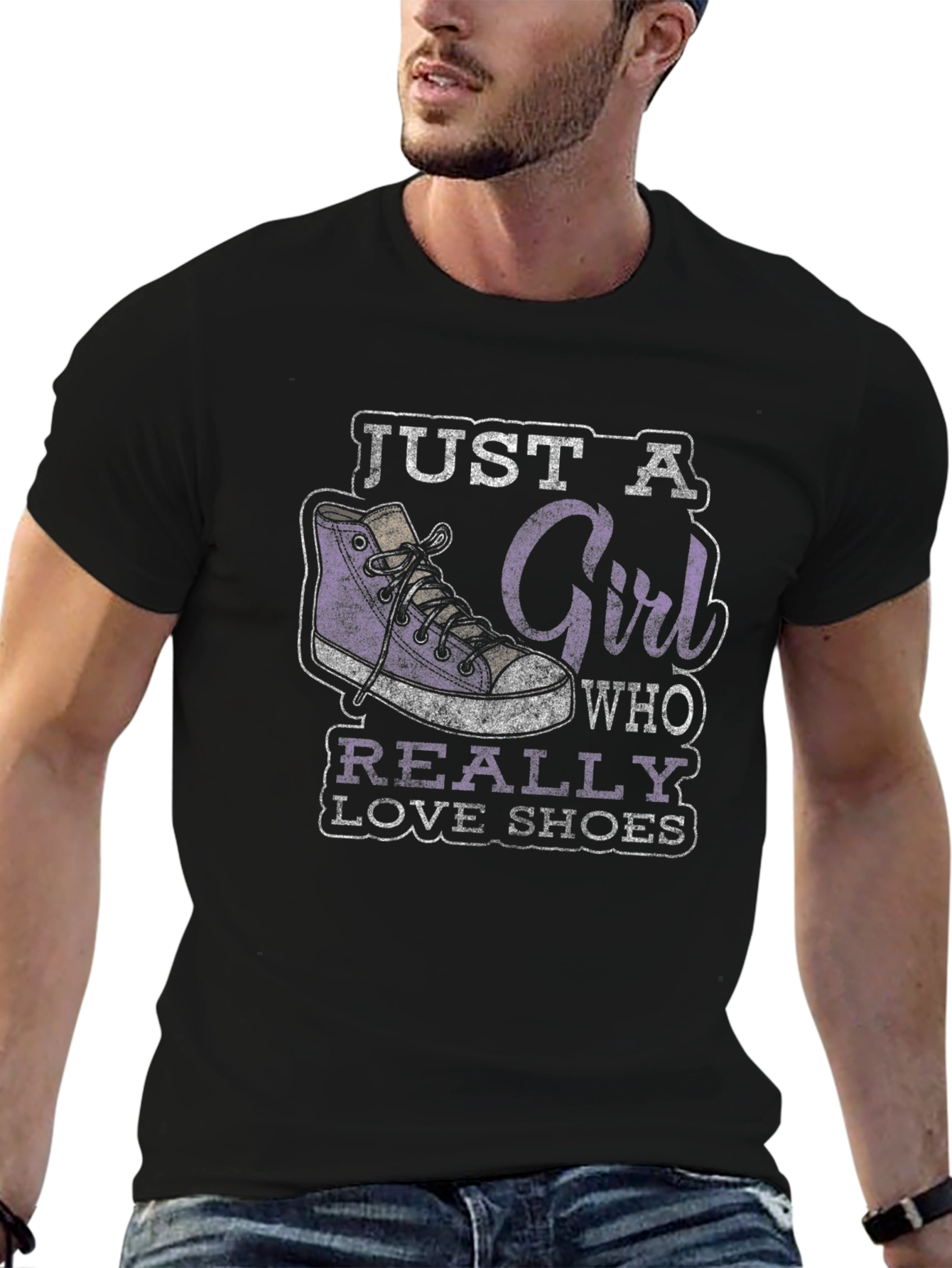 Black Just a Girl Who Really Loves Shoes Graphic Tee view 6