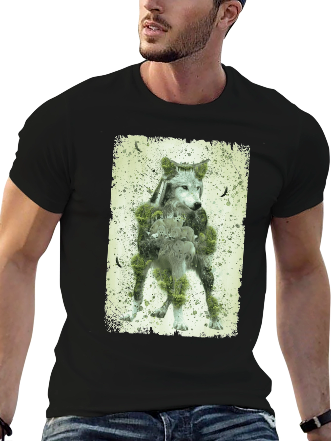 Wolf Forest Graphic T-Shirt - Nature Design Tee - 6