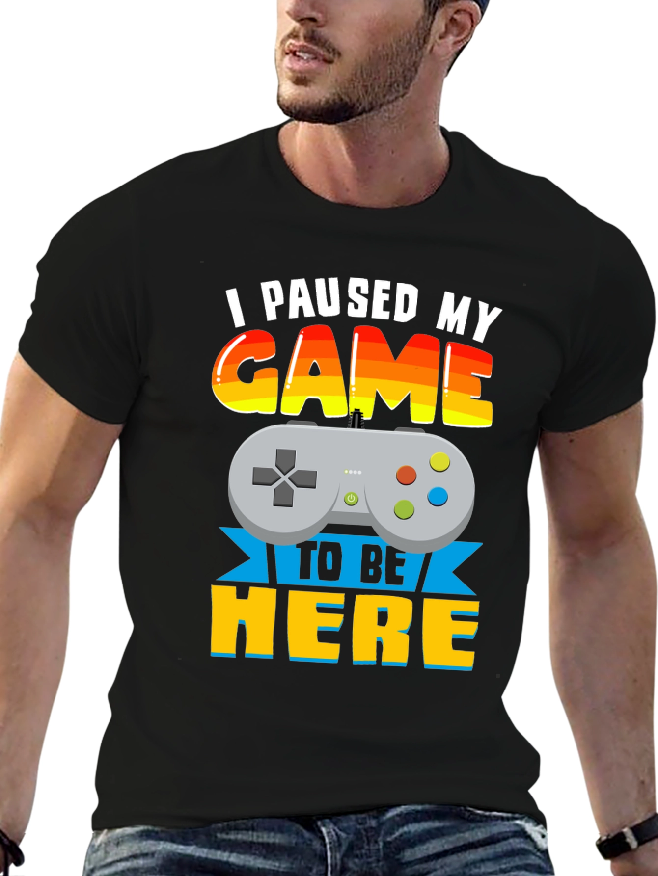 Black I Paused My Game to Be Here Graphic T-Shirt view 6