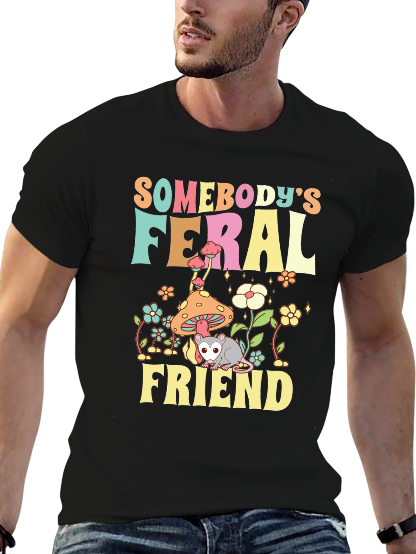 Black Feral Friend Graphic T-Shirt view 6