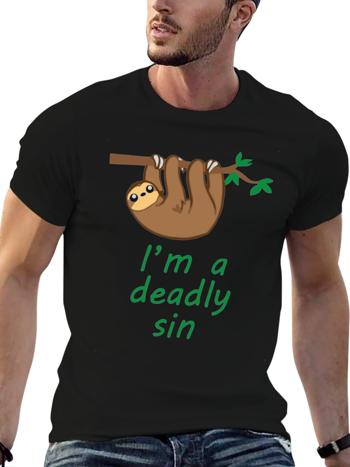 Black Sloth Deadly Sin Graphic Tee - Cute & Comfy! view 6