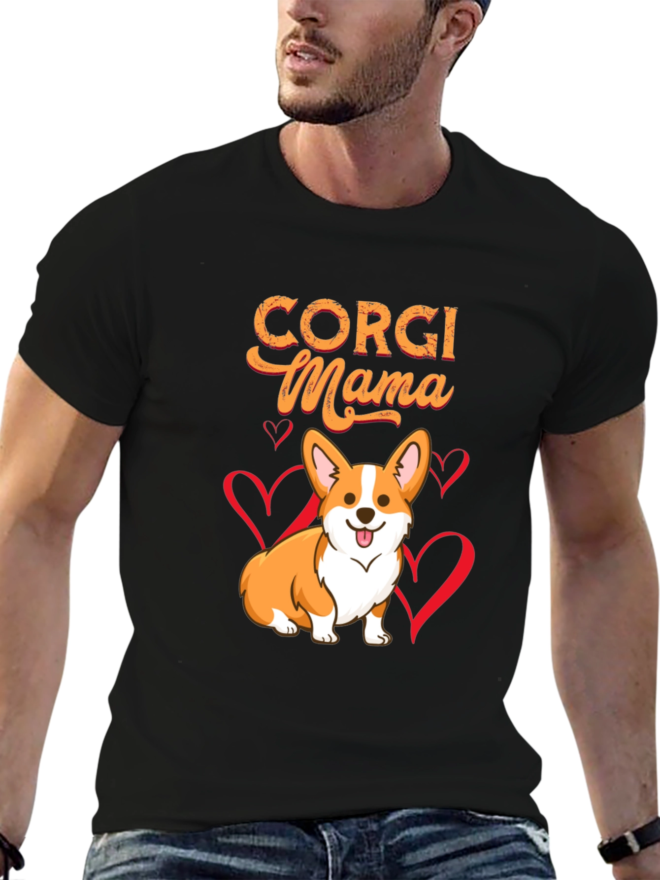 Black Corgi Mama Graphic T-Shirt - Dog Lover Tee view 6