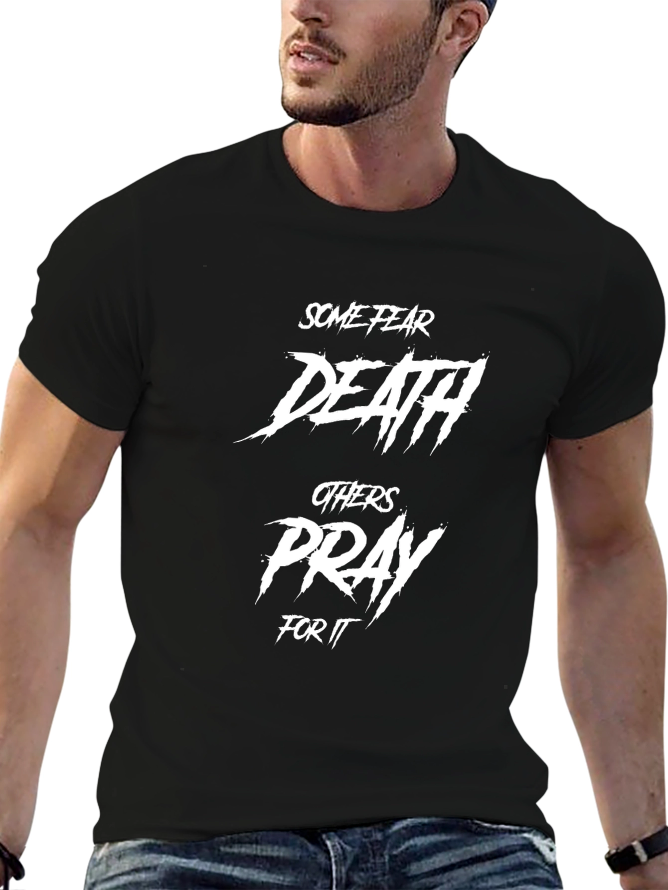 Black Some Fear Death Men's Graphic T-Shirt view 6