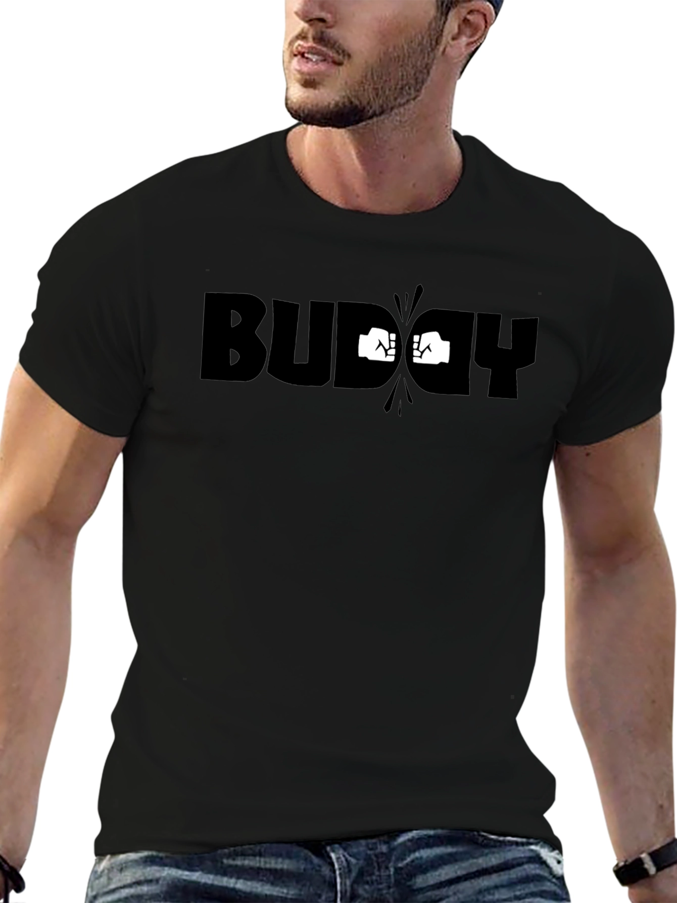Black Buddy Punch Black Graphic Tee view 6