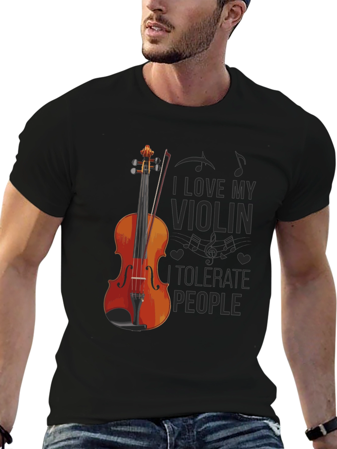 Black I Love My Violin T-Shirt view 6