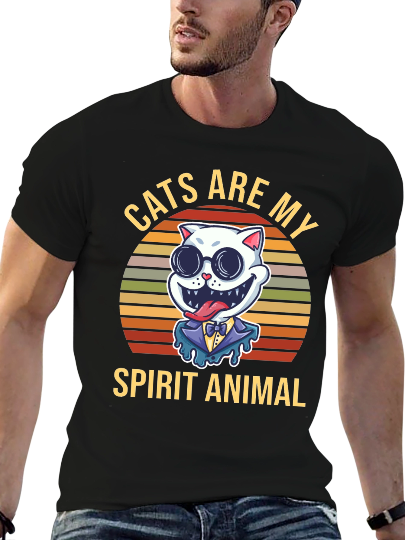 Black Cats Are My Spirit Animal Graphic T-Shirt view 6