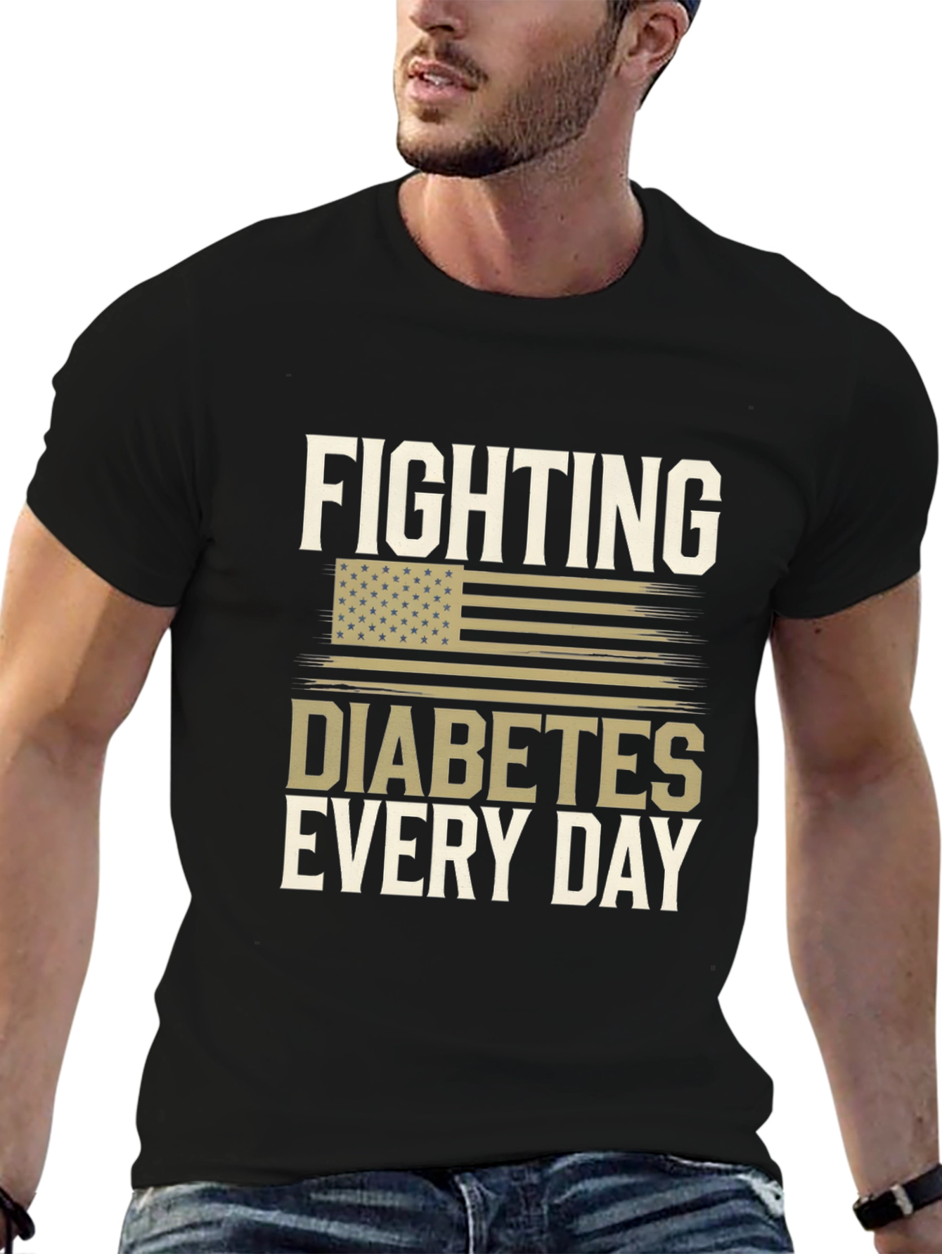 Black Fighting Diabetes T-Shirt view 6