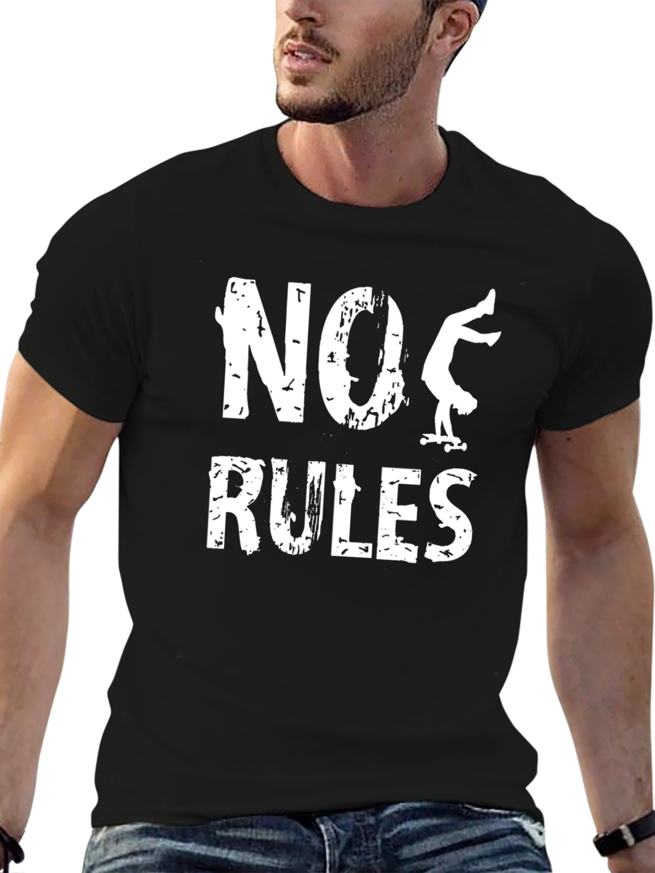 Black No Rules Skateboarder Graphic Tee - Black view 6
