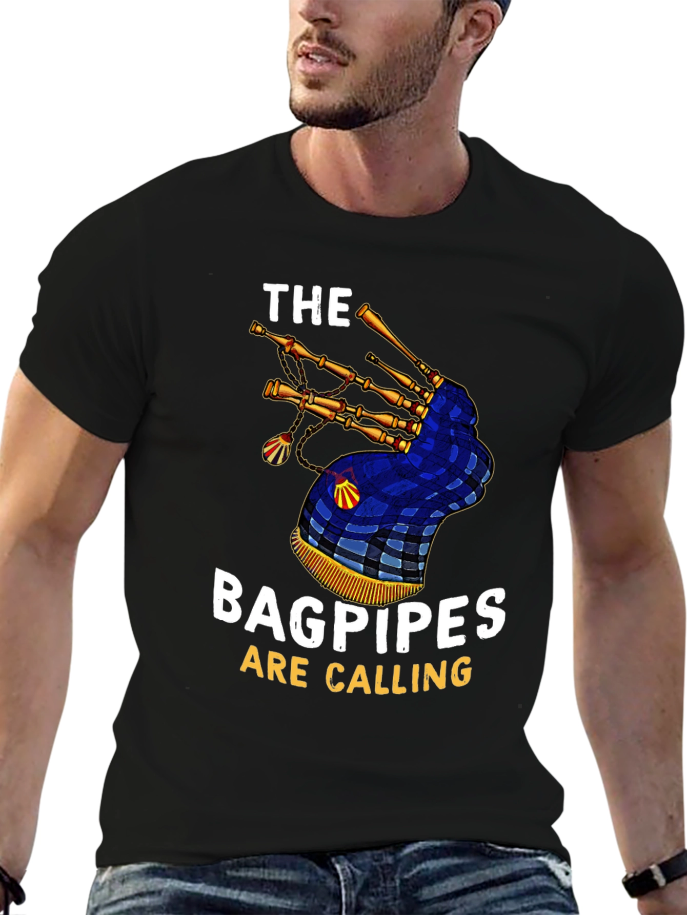 Black Bagpipes Are Calling Graphic T-Shirt view 6
