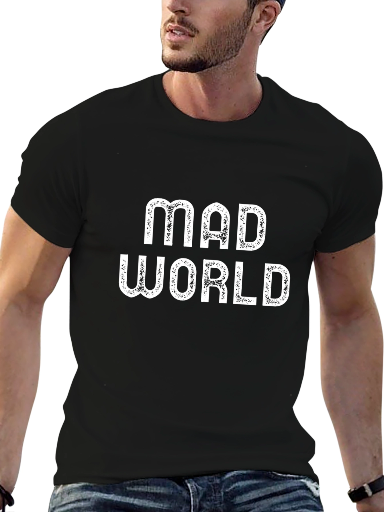 Black Mad World Graphic Print Black T-Shirt view 6