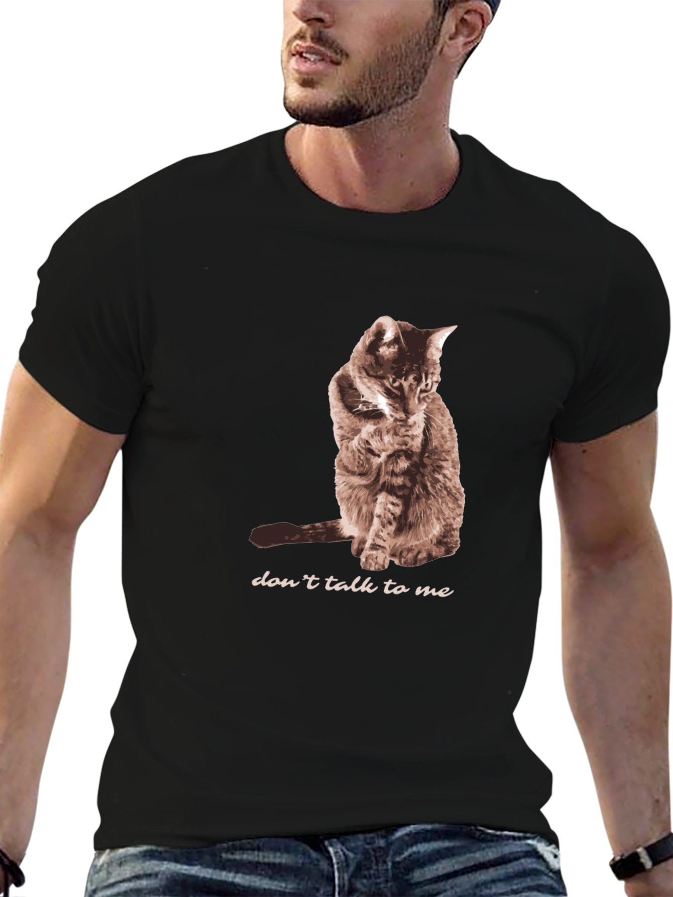 Black Don't Talk To Me Cat T-Shirt view 6