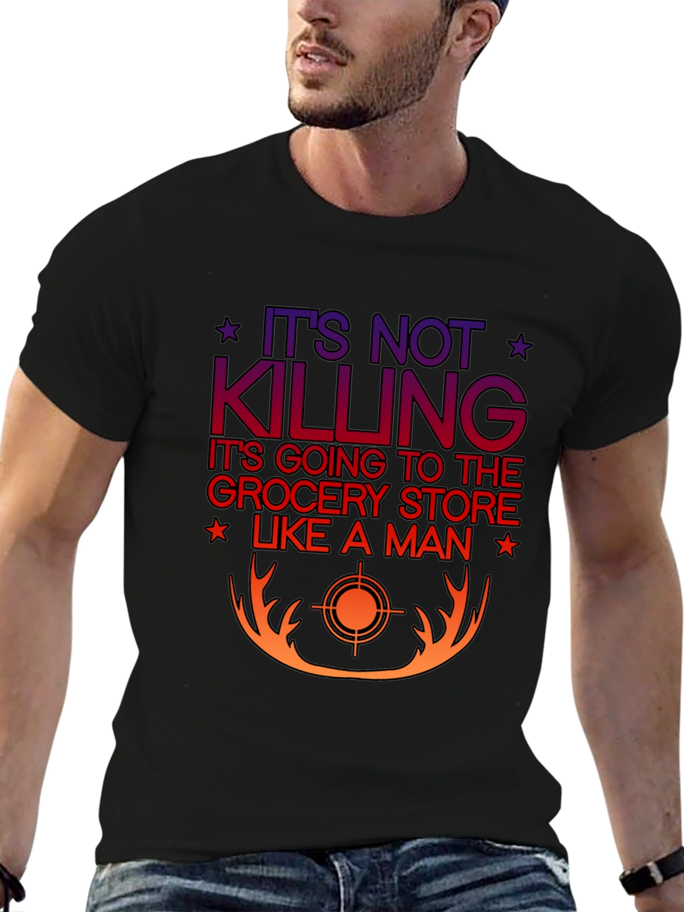 Black It's Not Killing T-Shirt, Grocery Store Humor Tee view 6
