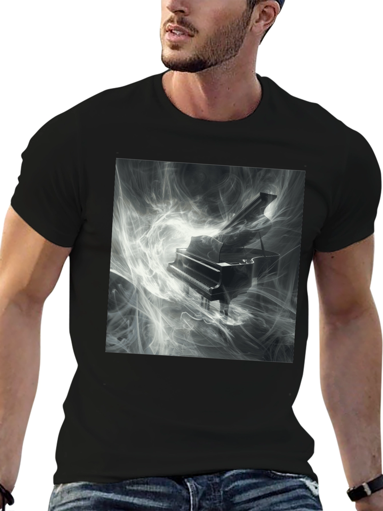Black Piano Music T-Shirt - Artistic Black Tee view 6