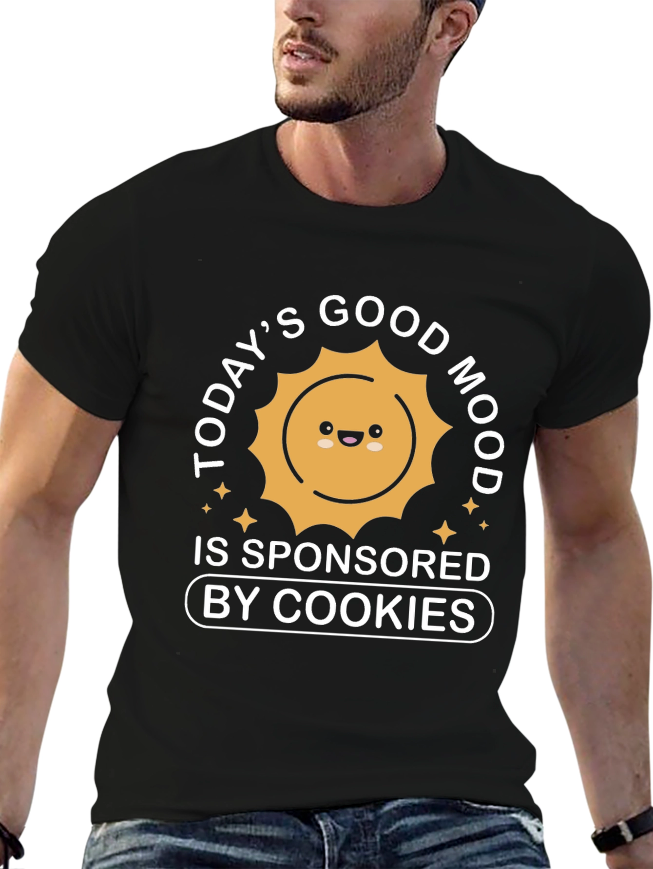 Black Today's Good Mood Sponsored by Cookies Black T-Shirt view 6