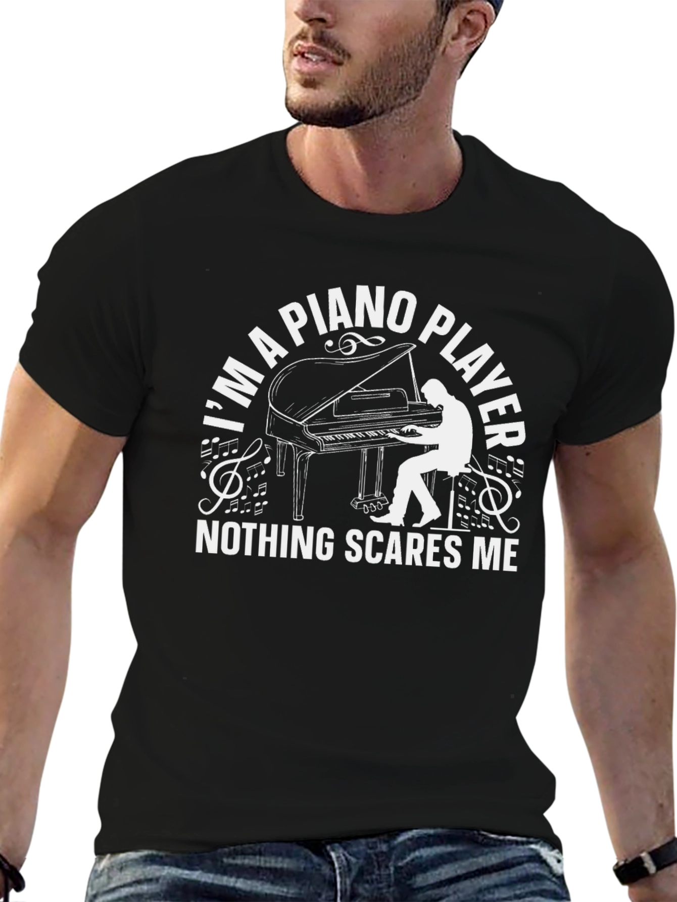 Black Piano Player T-Shirt - Nothing Scares Me! view 6