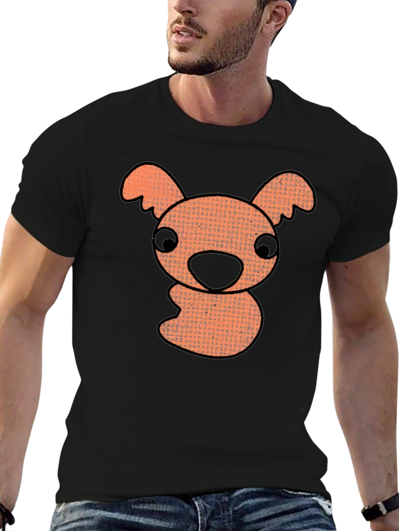 Black Cartoon Koala Graphic T-Shirt - Black view 6