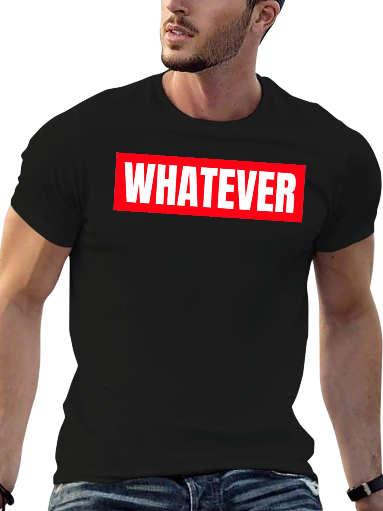 Black Whatever Graphic Tee - Black Casual T-Shirt view 6