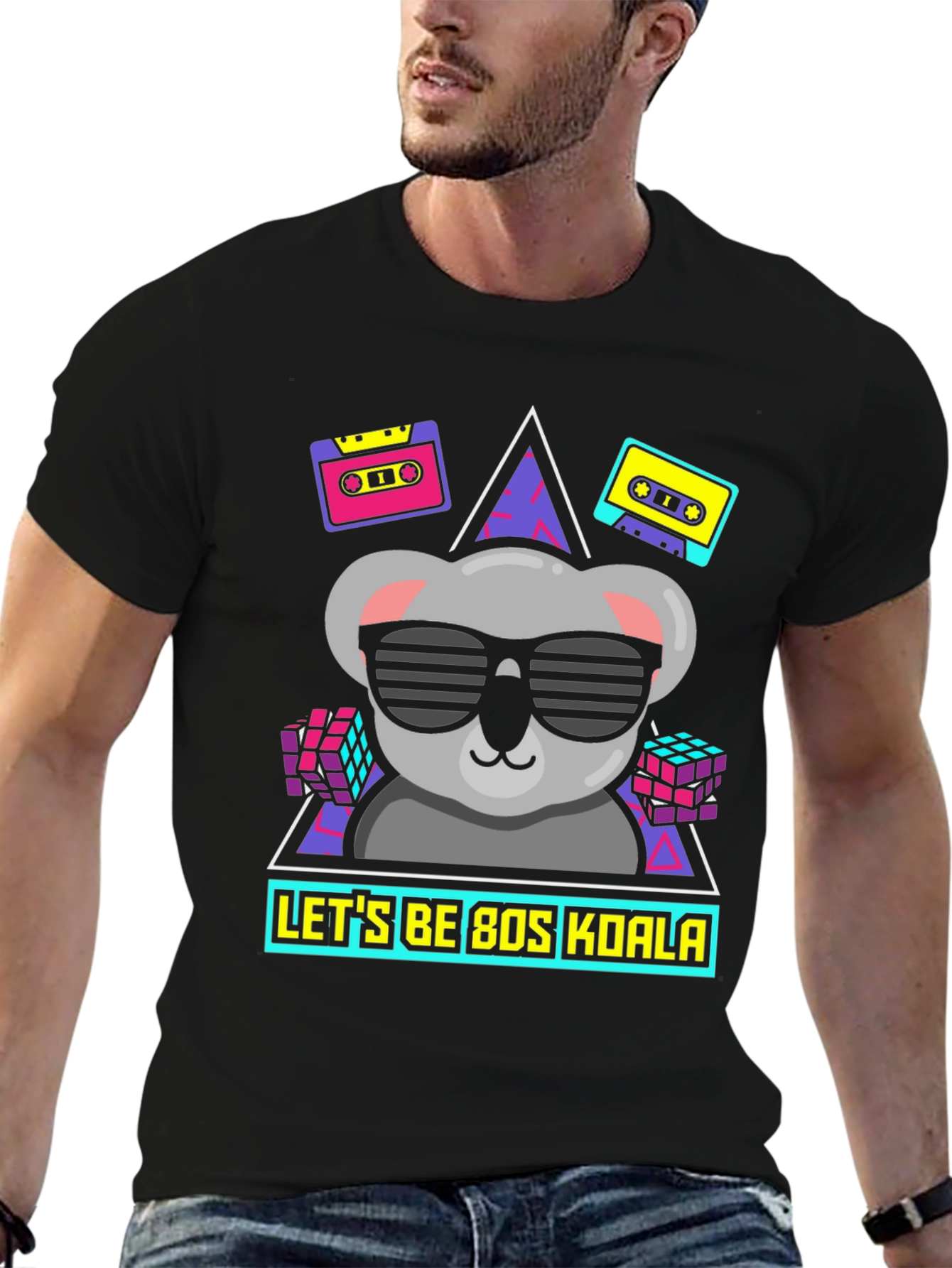 Black Retro 80s Koala T-Shirt view 6