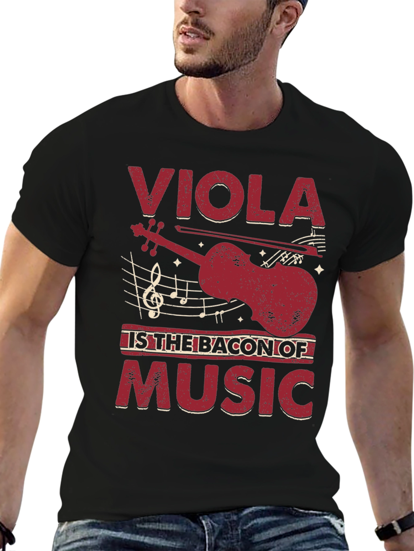 Black Viola is the Bacon of Music Funny Musician T-Shirt view 6