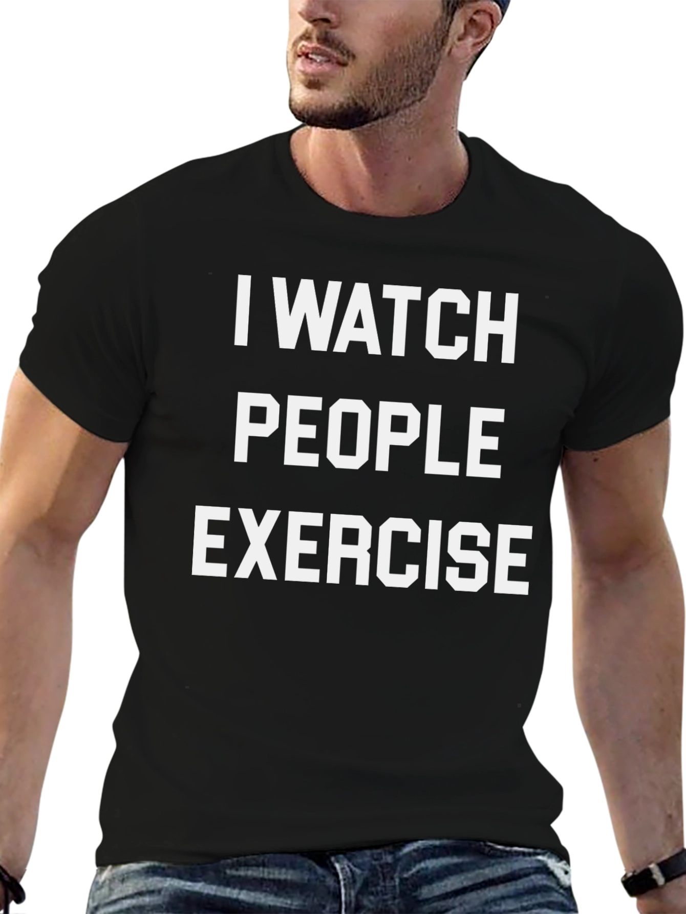 Black I Watch People Exercise T-Shirt - Funny Gym Motivation Tee view 6