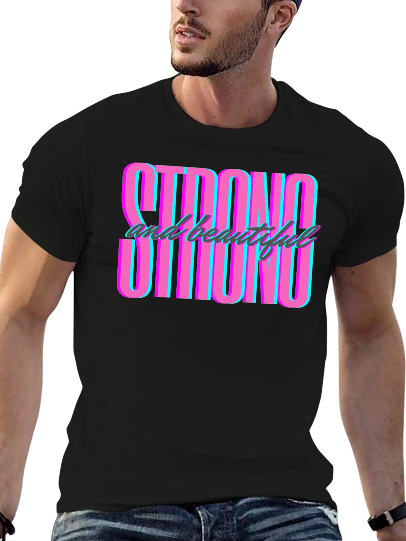 Strong & Beautiful Graphic Tee - Men's Black T-Shirt - 6