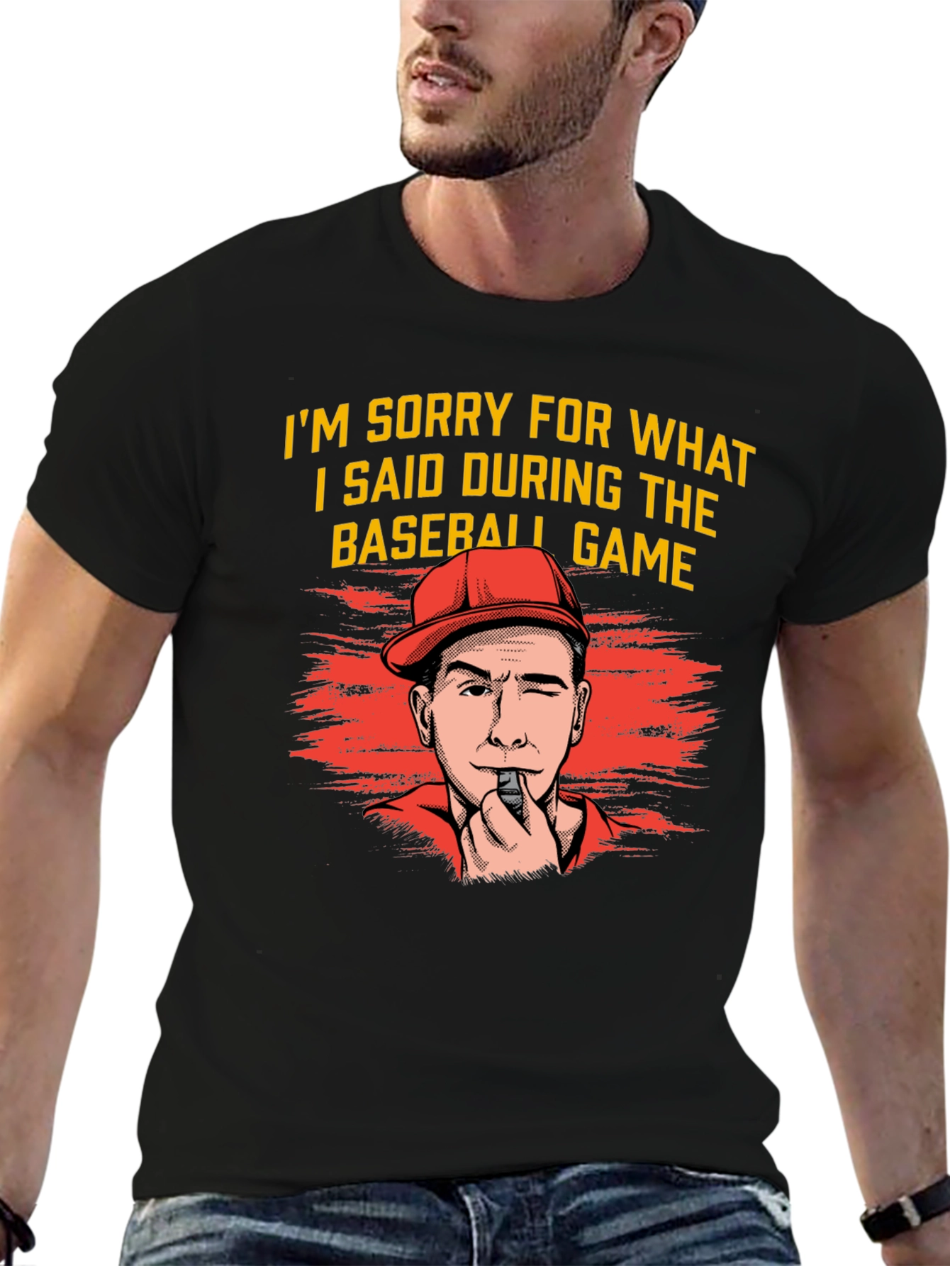 Black Baseball Game Apology T-Shirt - Funny Coach Tee view 6