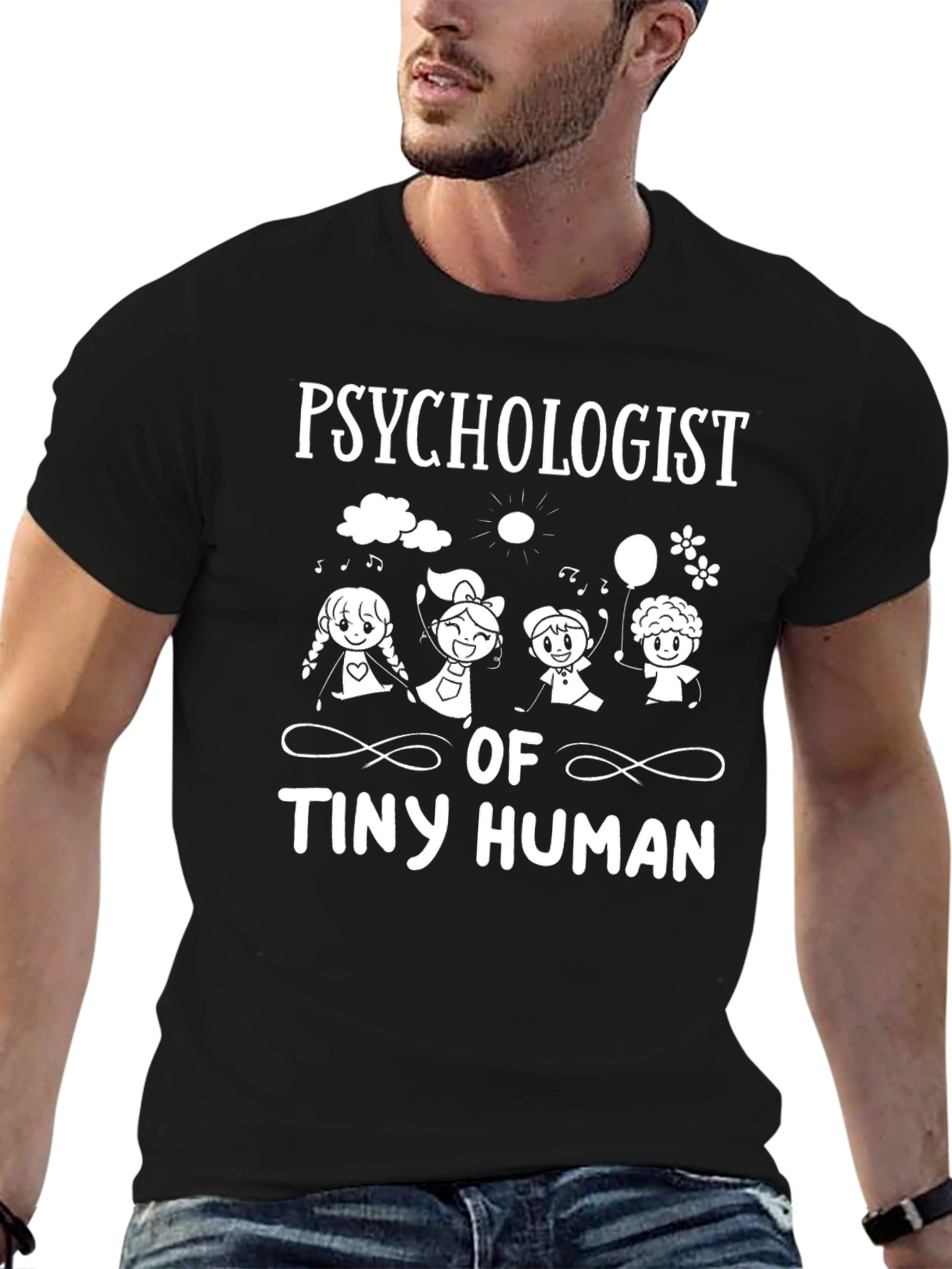Black Psychologist of Tiny Humans Graphic T-Shirt view 6