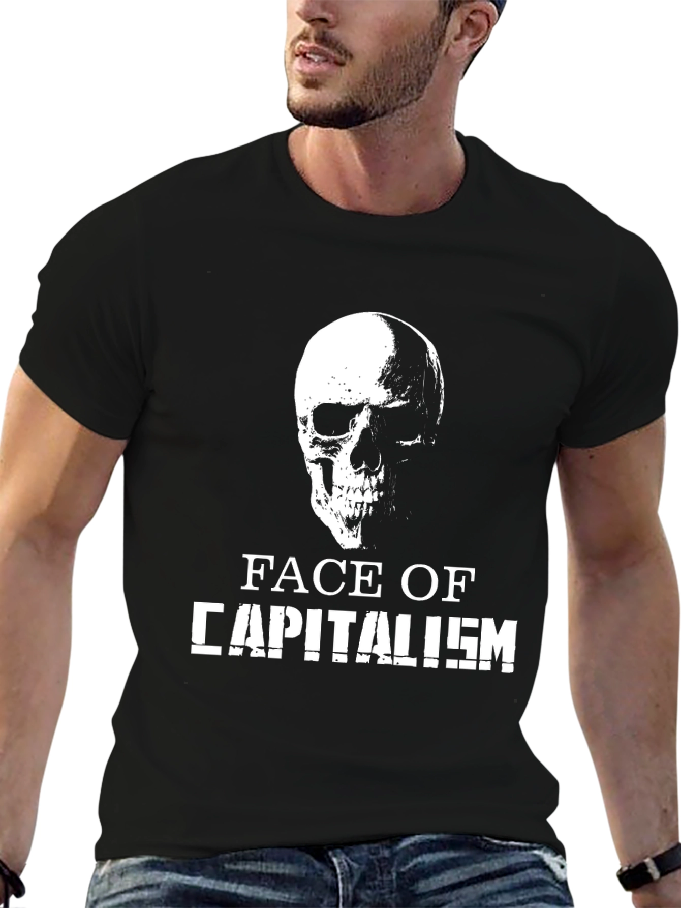 Black Face of Capitalism Black T-Shirt view 6
