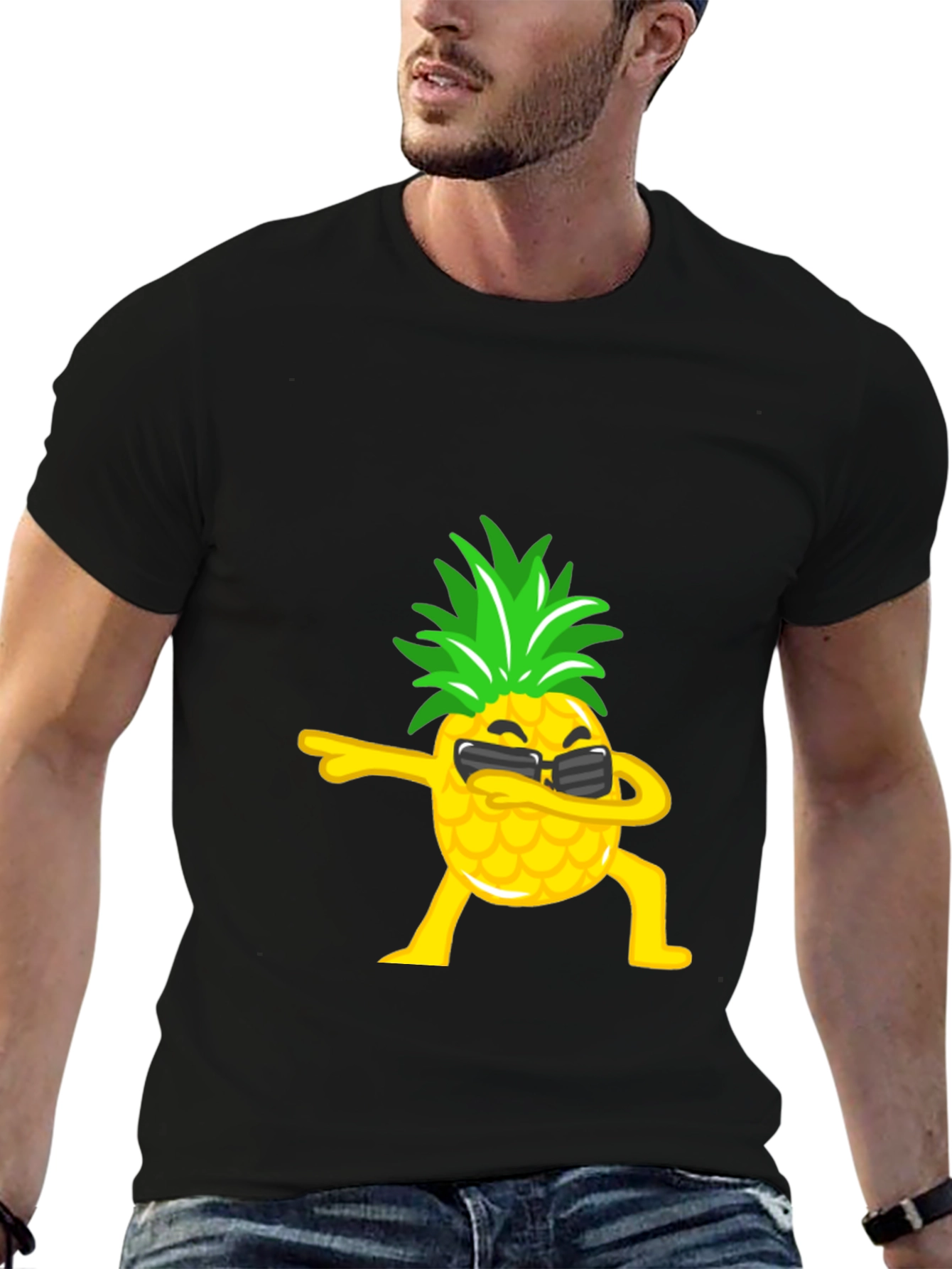 Black Dabbing Pineapple Graphic Tee - Black T-Shirt view 6
