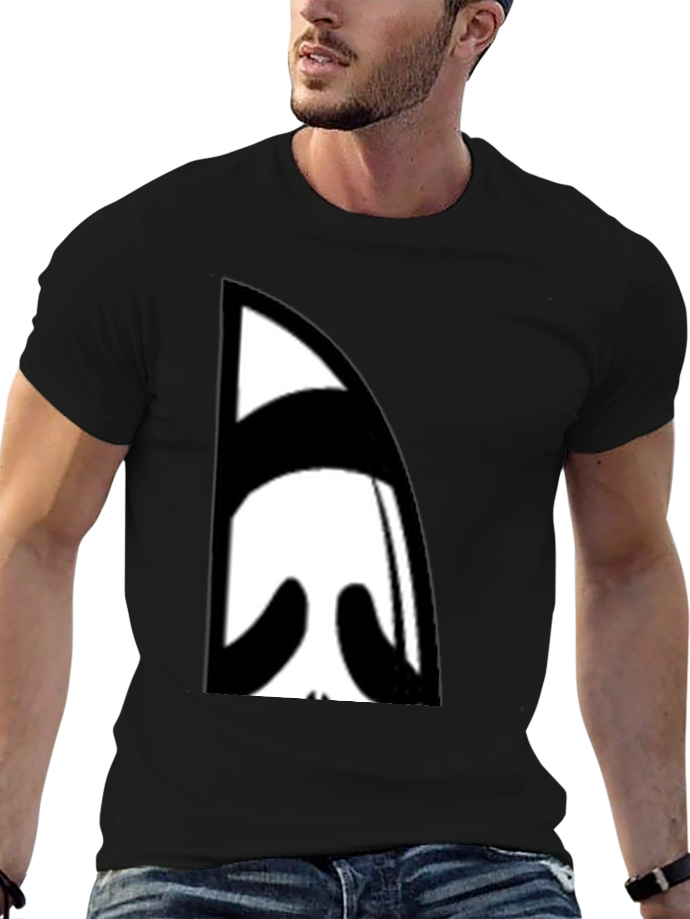 Black Abstract Face Graphic Black T-Shirt view 6