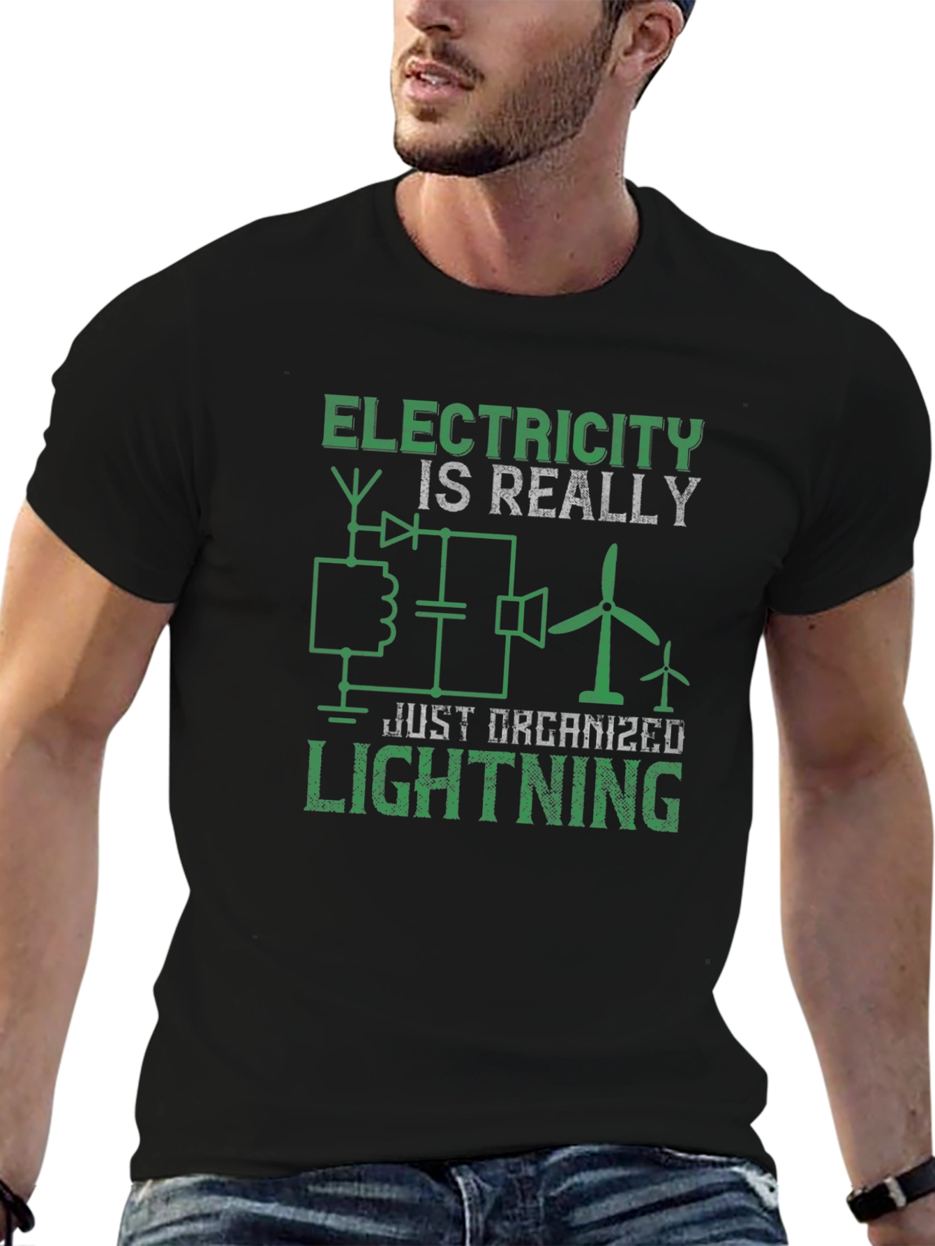 Black Electricity is Really Just Organized Lightning T-Shirt view 6