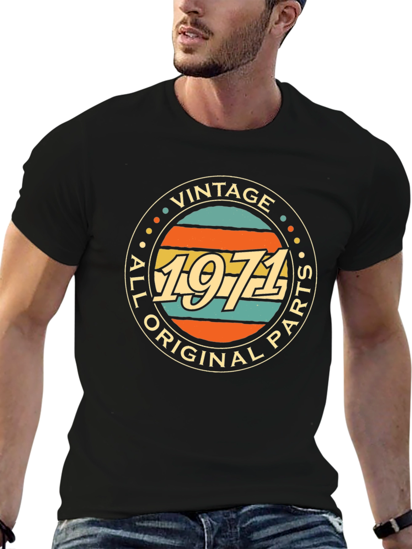 Black Vintage 1971 All Original Parts Black T-Shirt view 6