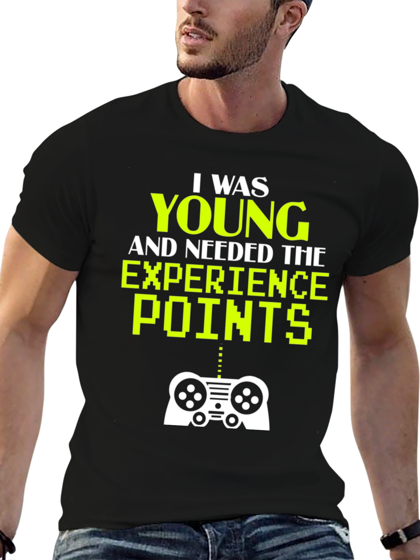 Black Gaming T-Shirt - I Was Young and Needed XP view 6