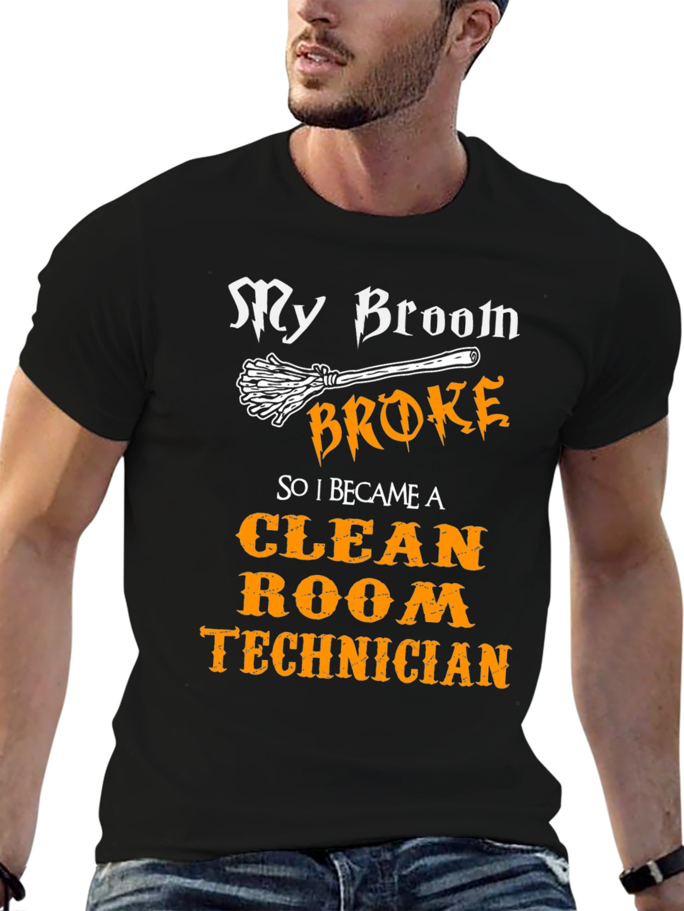 Black Funny Clean Room Technician T-Shirt view 6