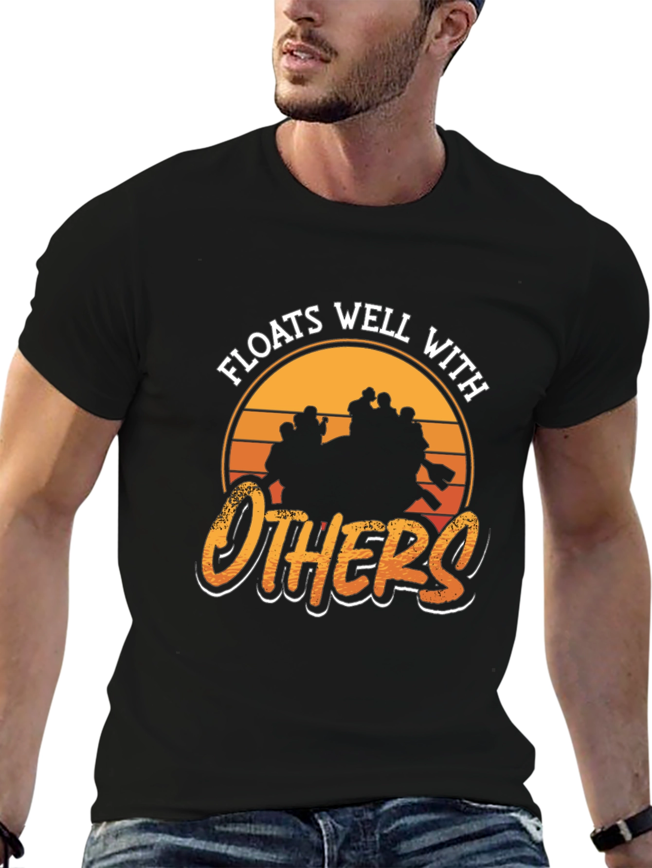 Black Floats Well With Others Rafting T-Shirt view 6