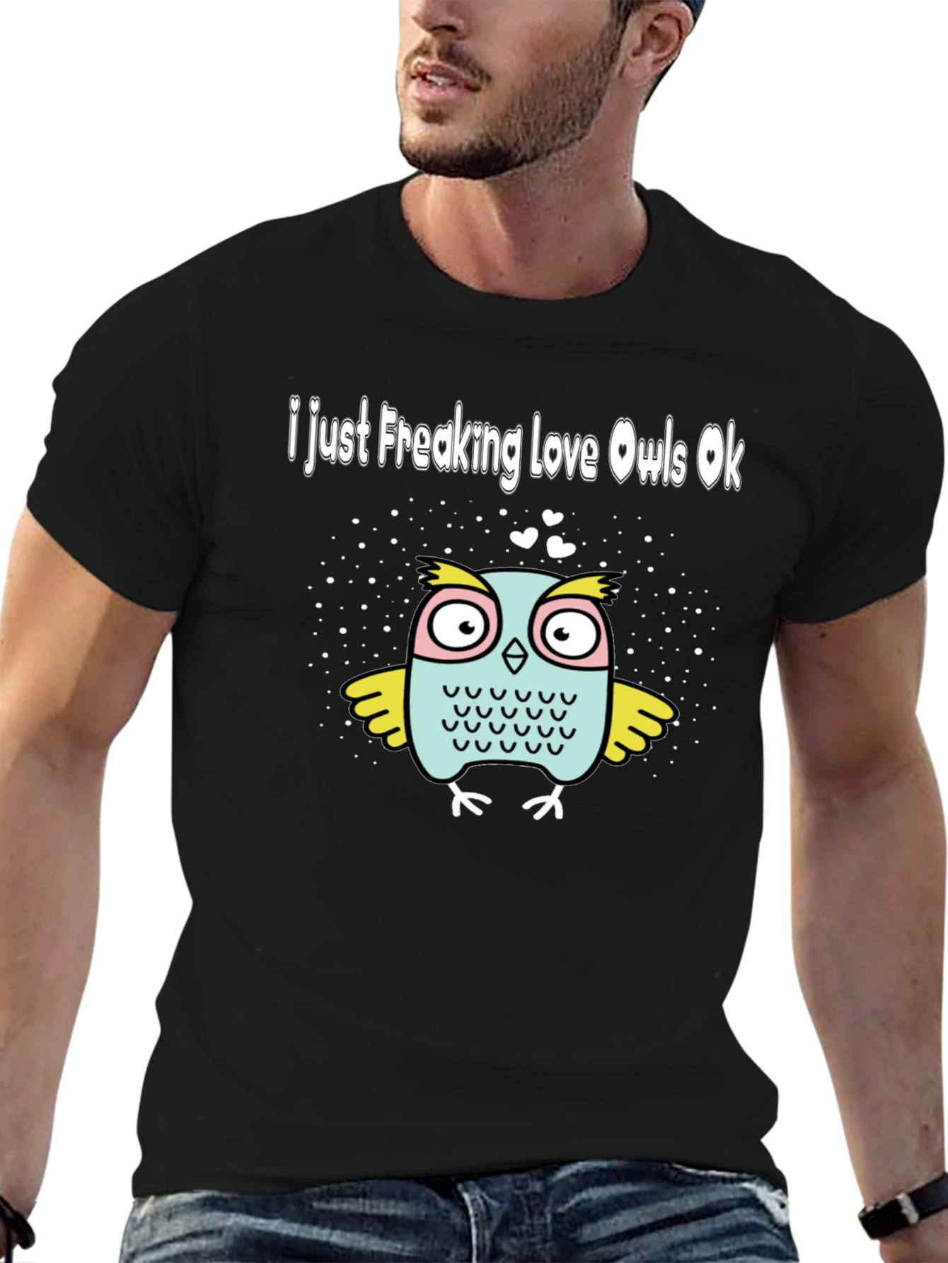 Black I Just Freaking Love Owls T-Shirt view 6
