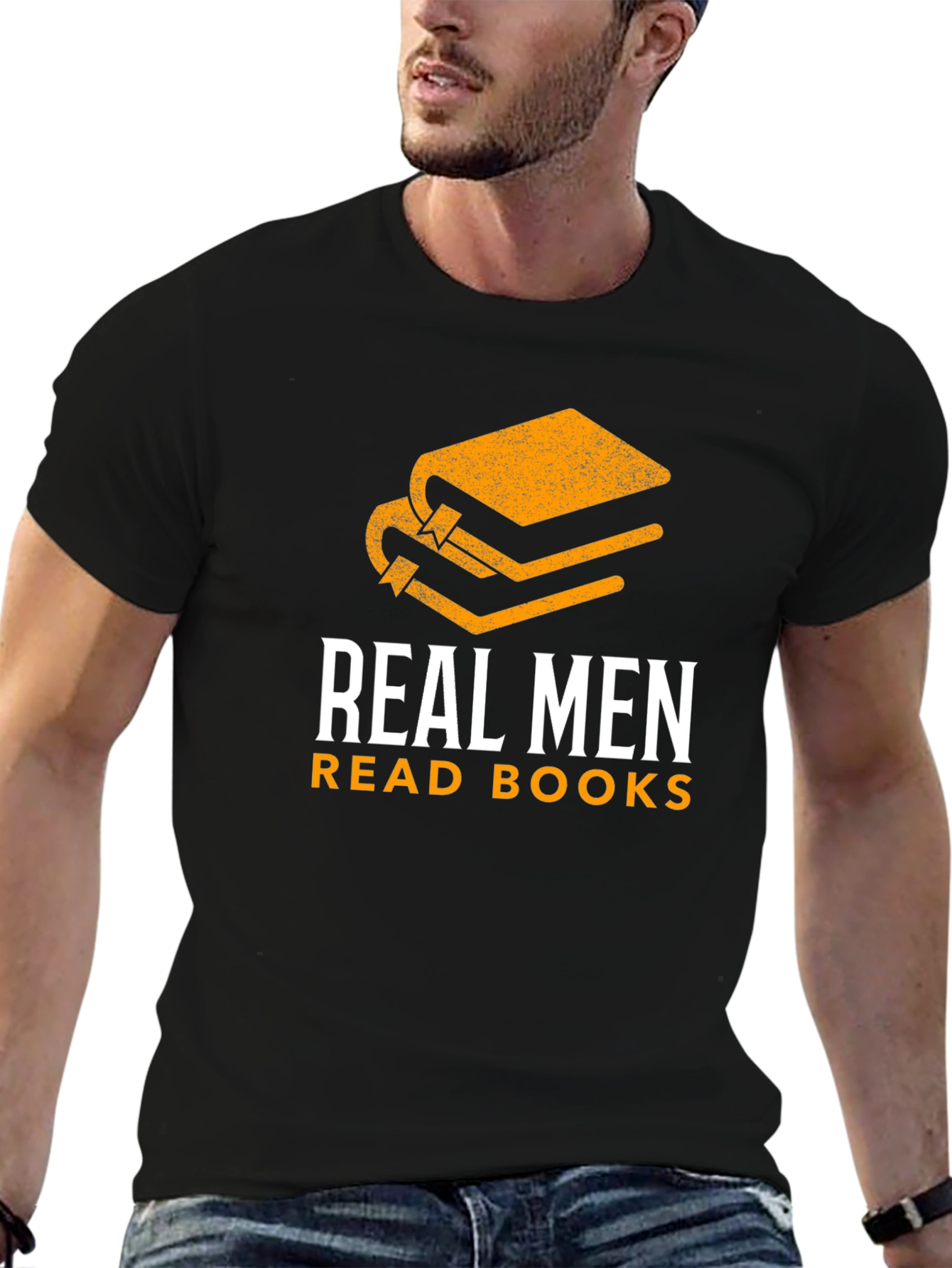 Black Real Men Read Books Graphic Tee - Book Lover Gift view 6