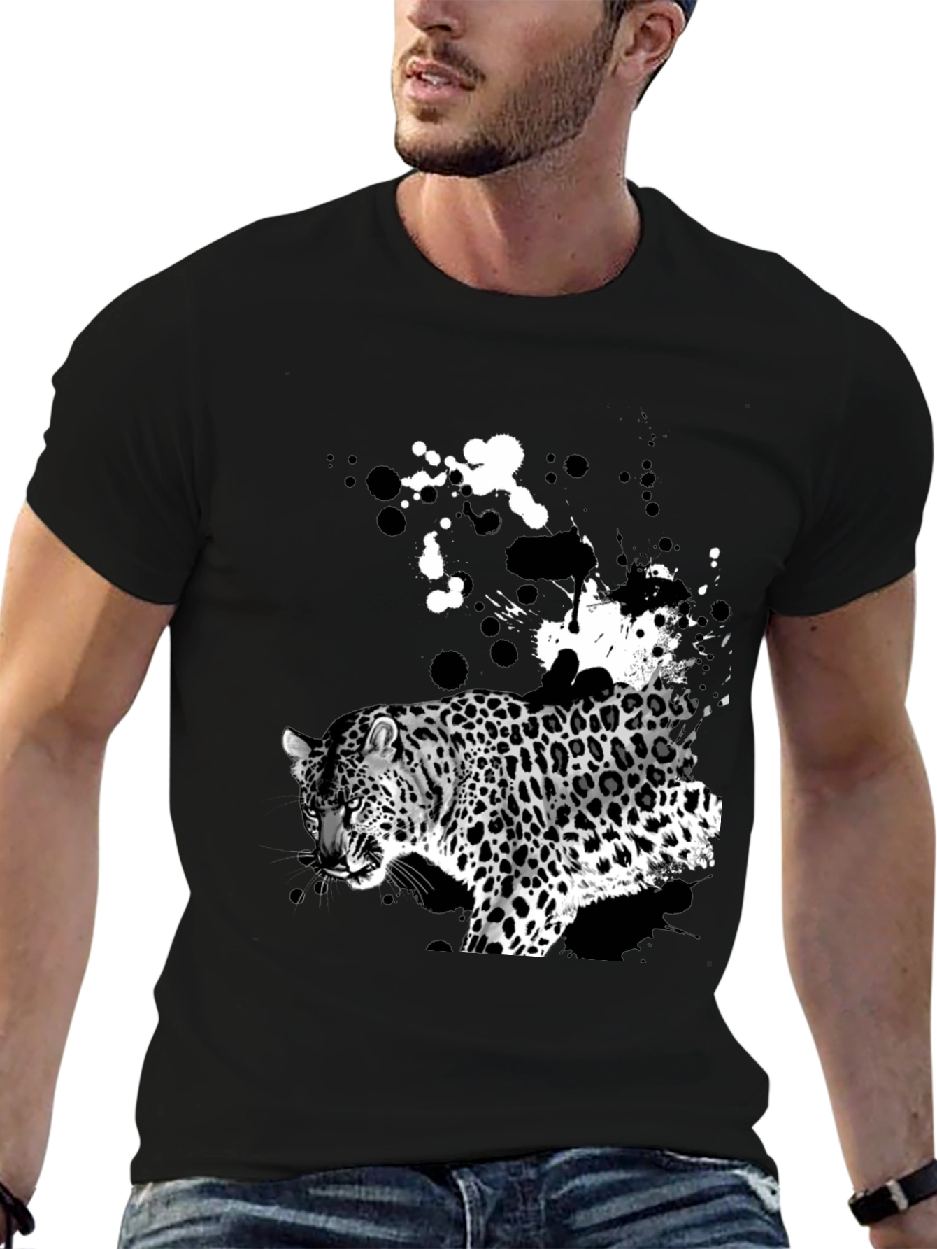 Black Leopard Print Graphic Tee view 6