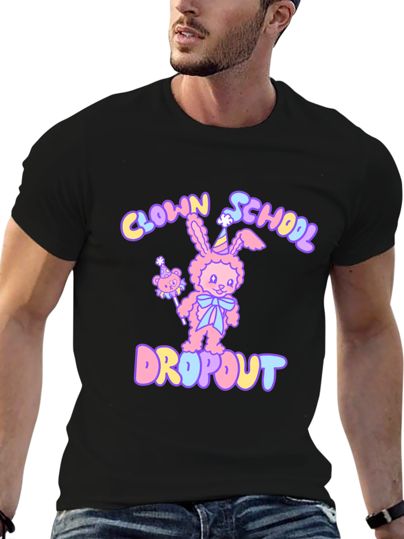 Black Clown School Dropout Graphic T-Shirt view 6