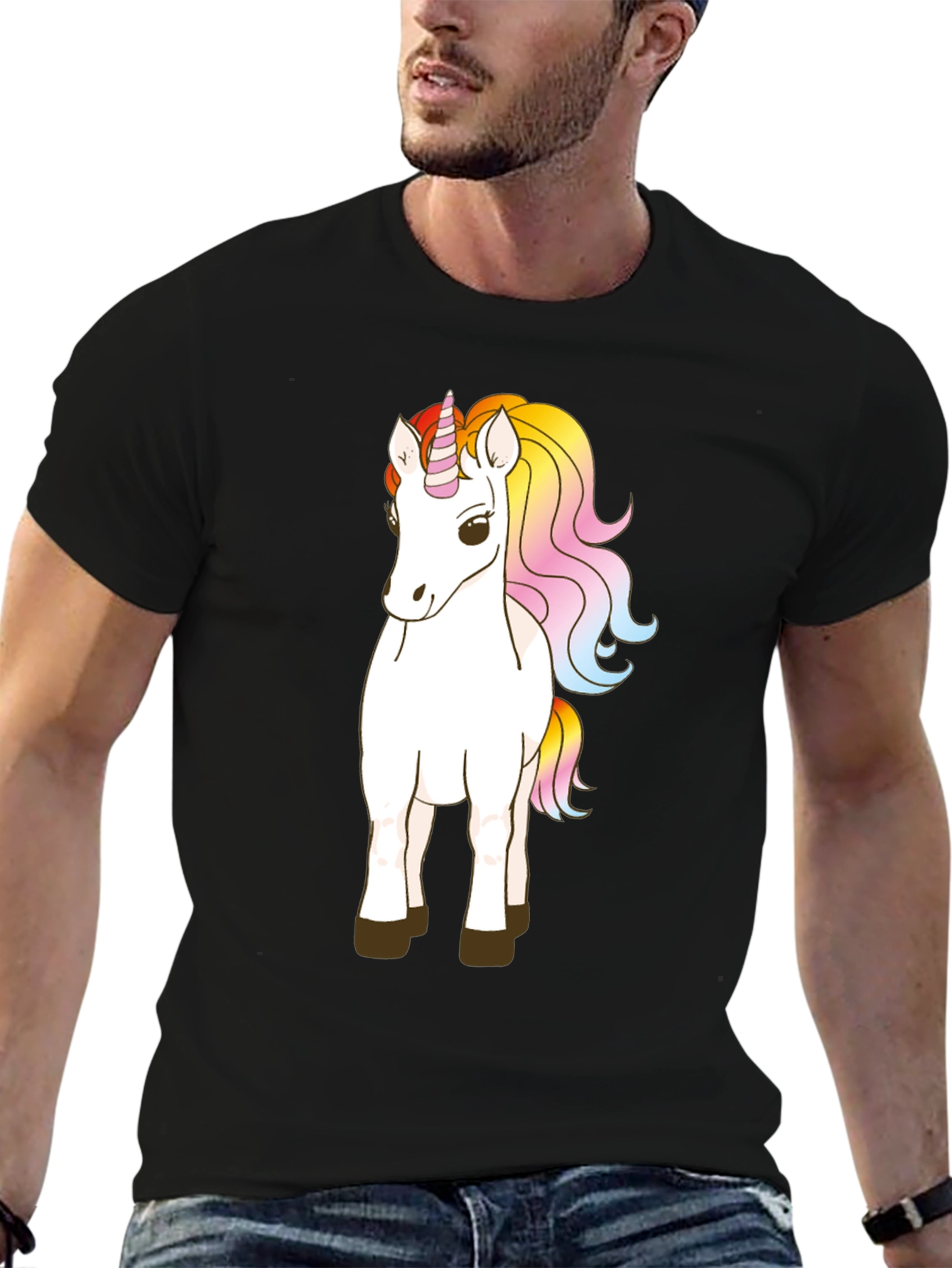 Black Unicorn Graphic Tee - Black Cotton Blend Comfort view 6