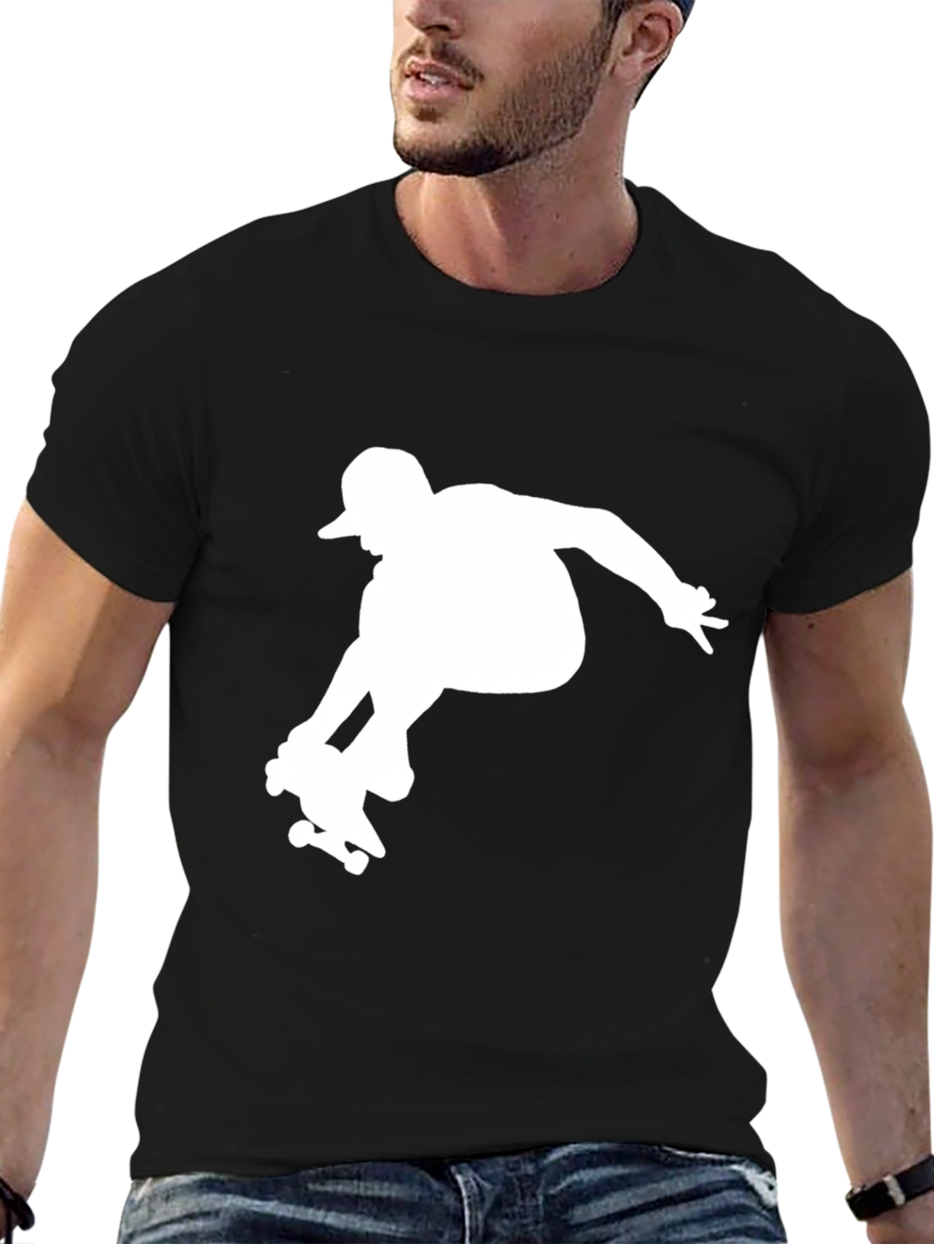 Black Skateboarding Silhouette T-Shirt - Black view 6