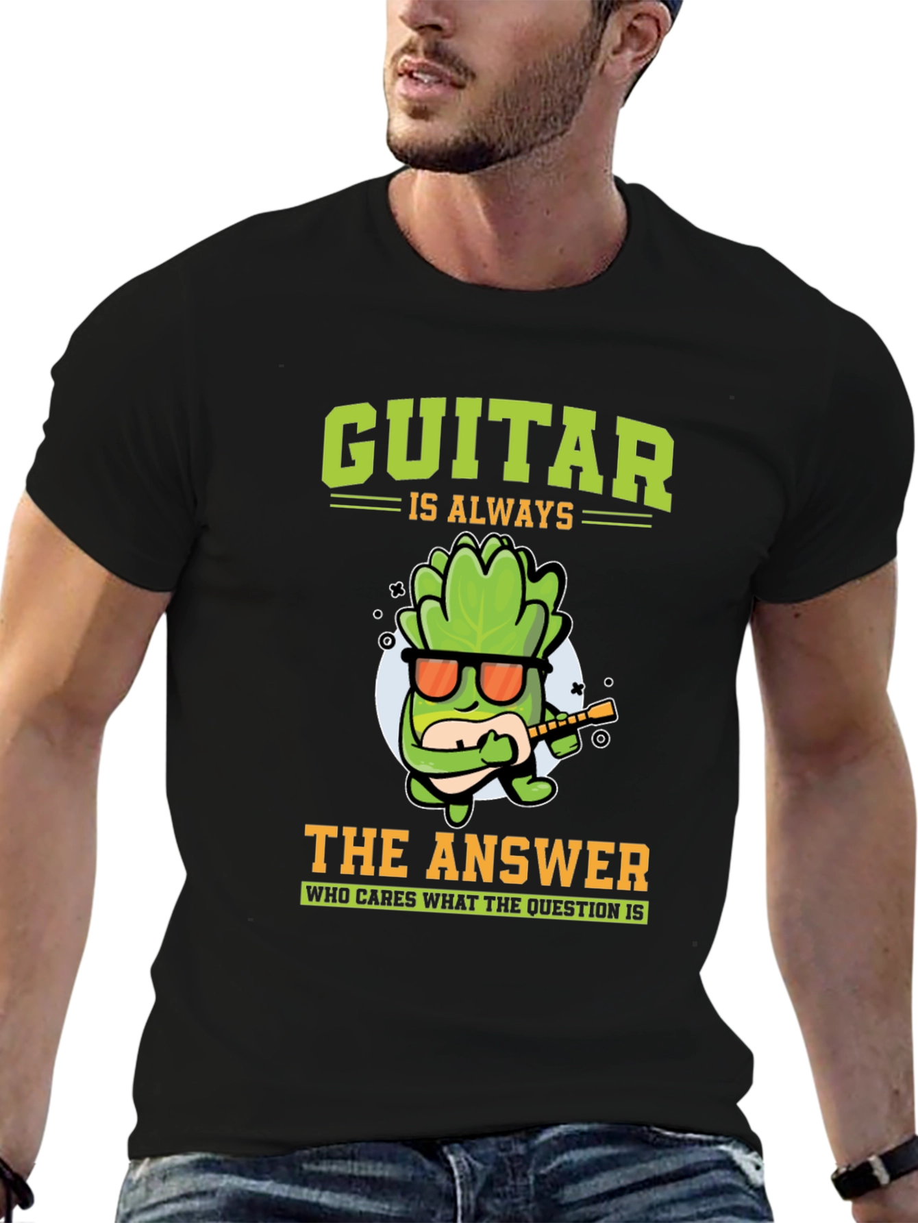Black Guitar Is Always The Answer Graphic T-Shirt view 6