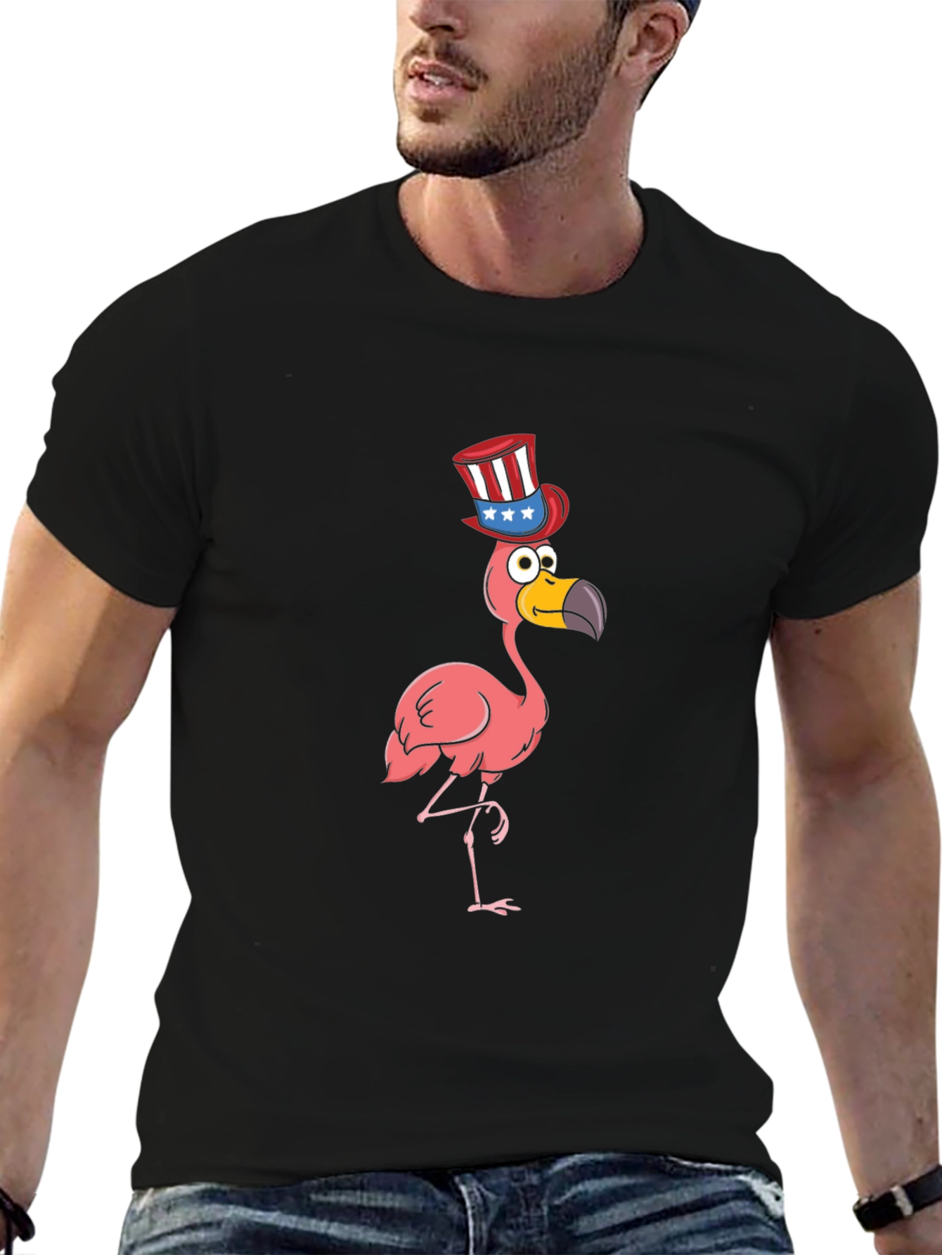 Black Patriotic Flamingo Graphic Tee view 6
