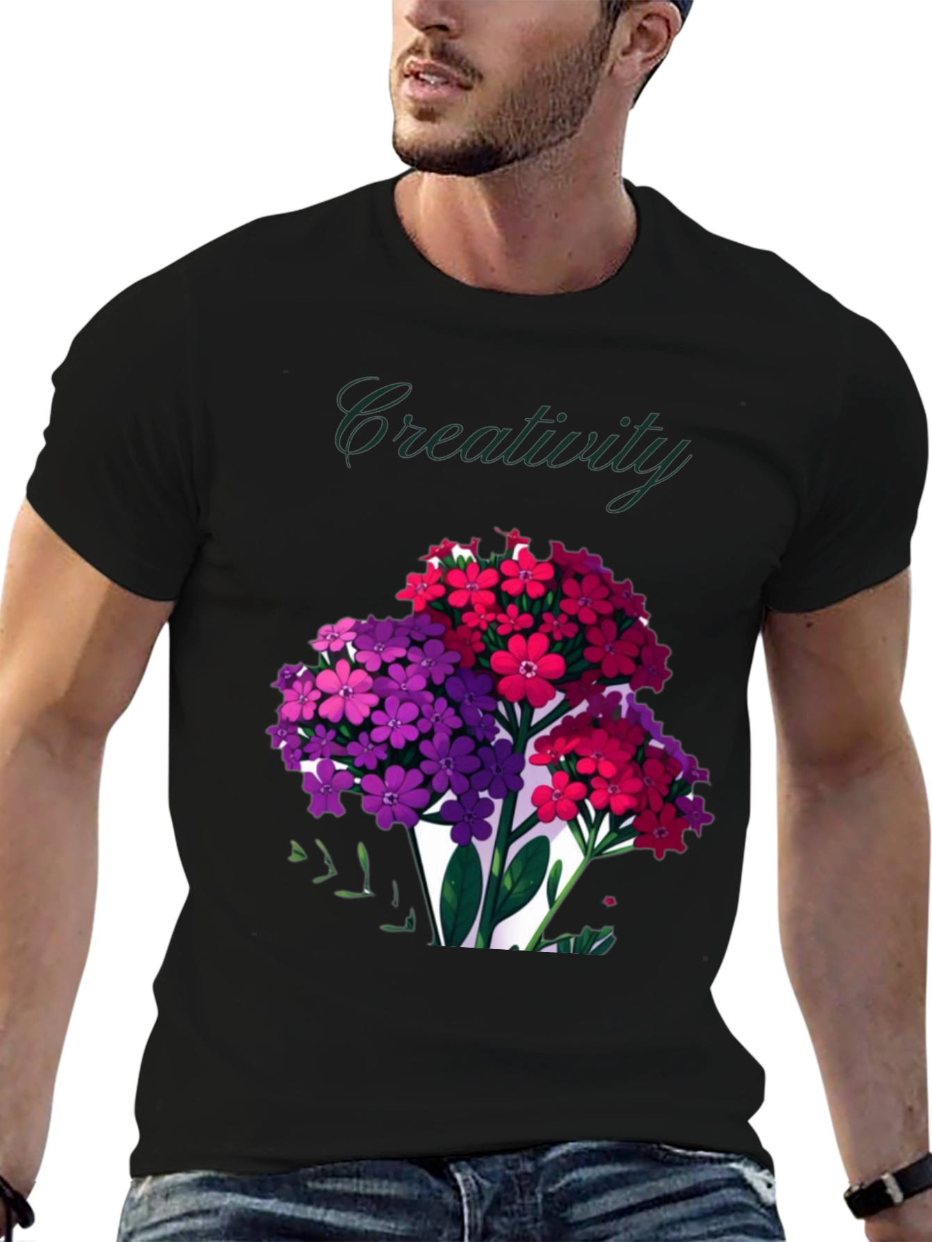 Black Creativity Blooms Graphic T-Shirt view 6