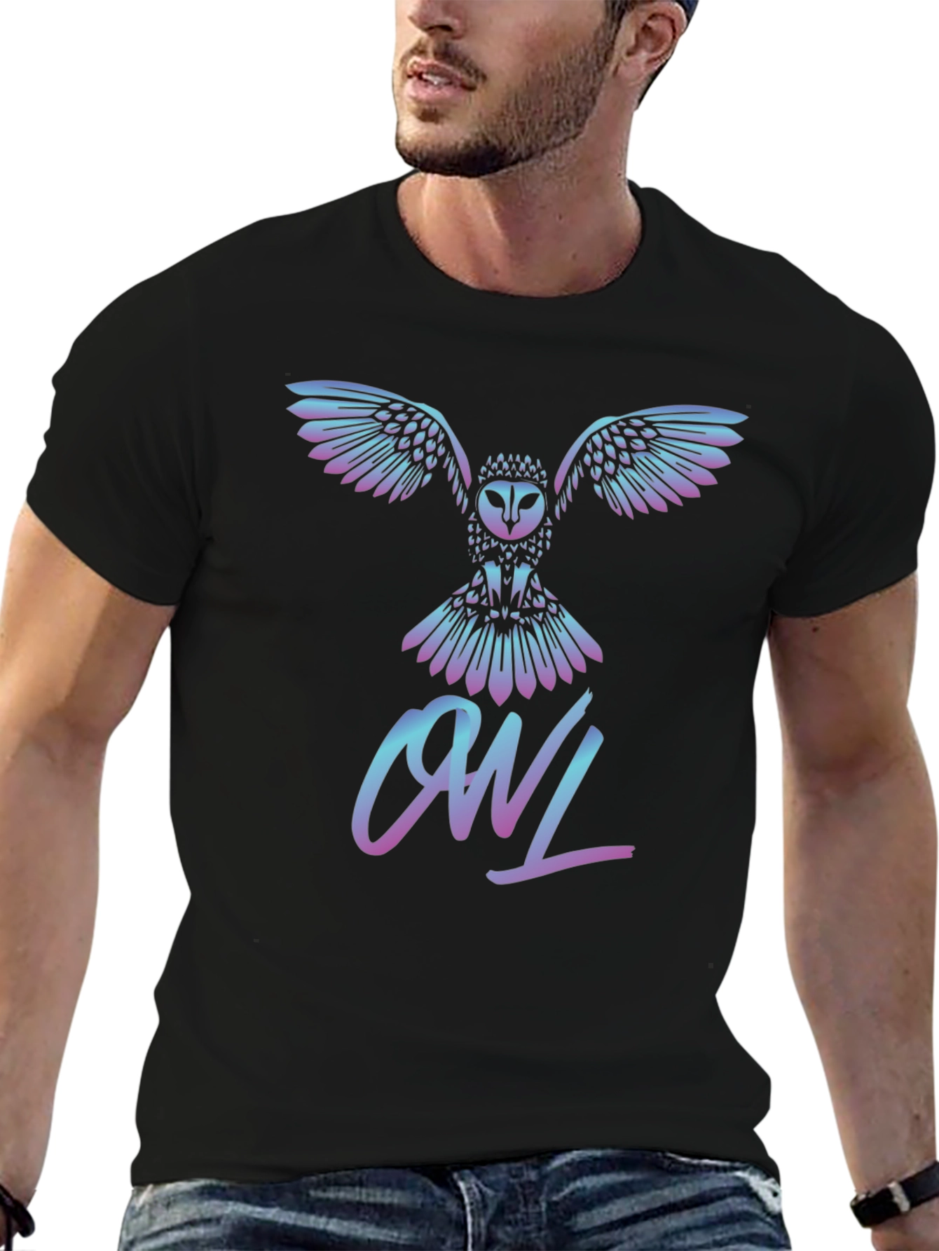 Black Owl Graphic T-Shirt - Stylish Crew Neck Tee view 6