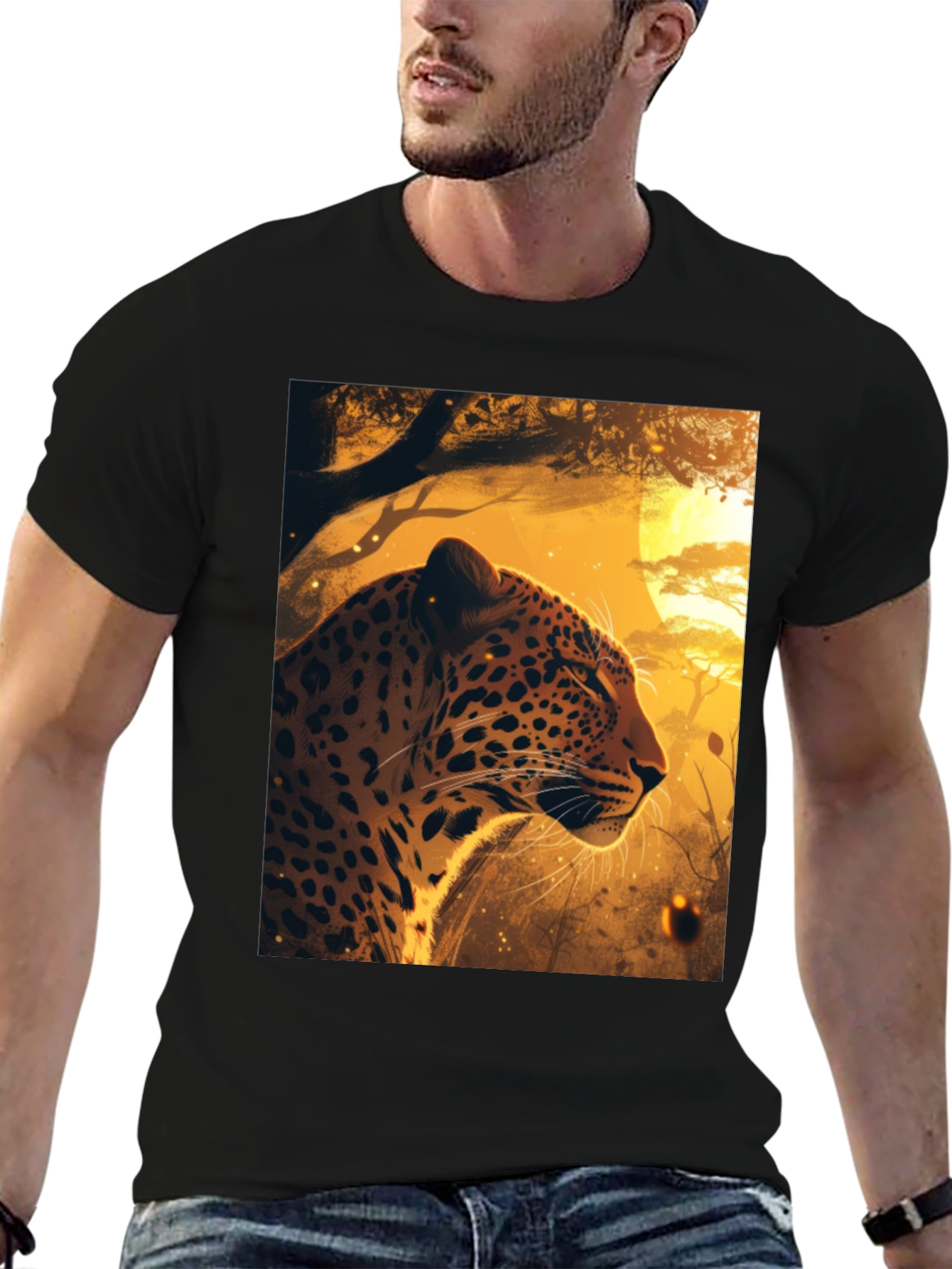 Black Leopard Graphic Tee - Wild Style Black T-Shirt view 6